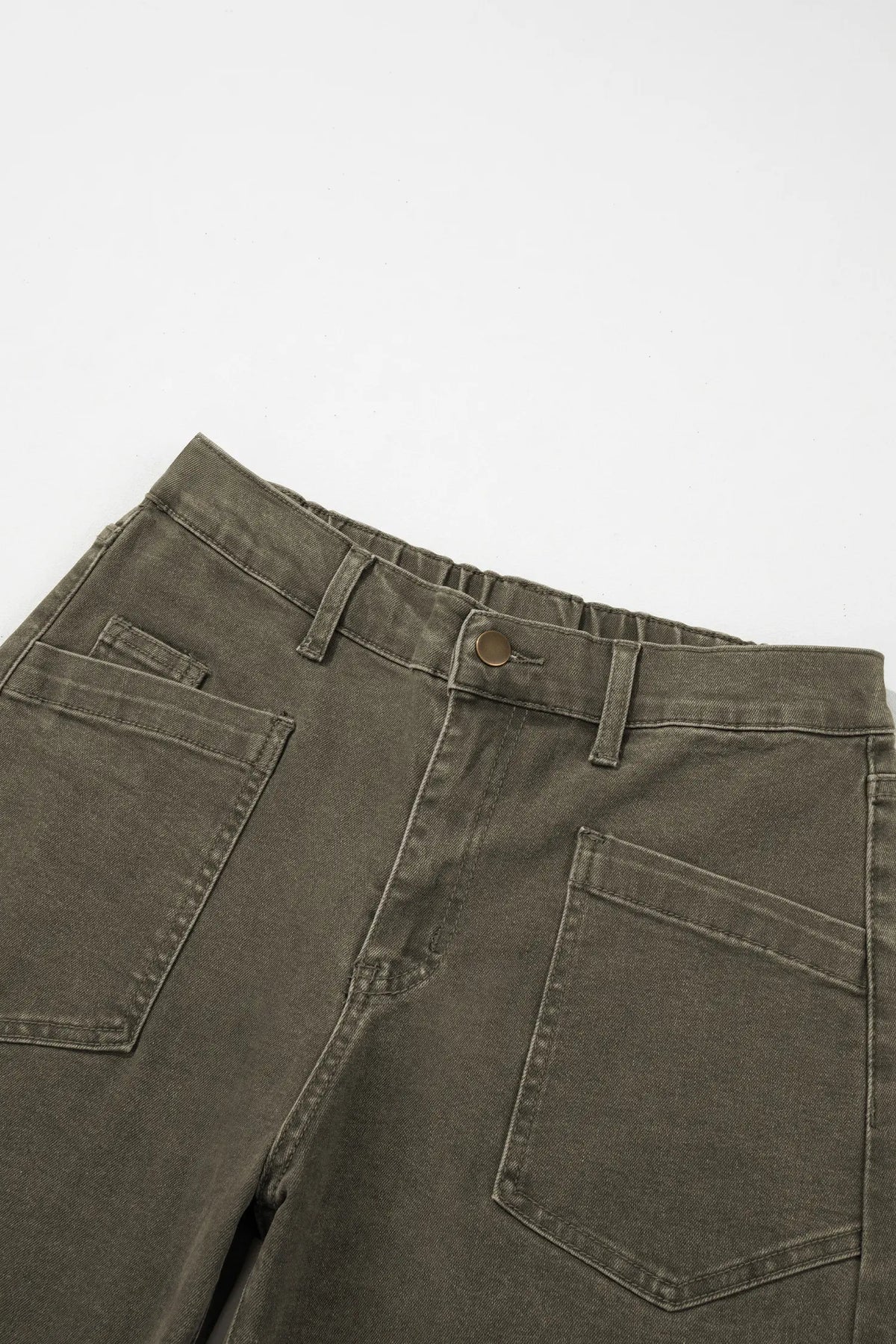 Solid Colour Square Patch Pocket Ankle-length Barrel Jeans – Beau Blue