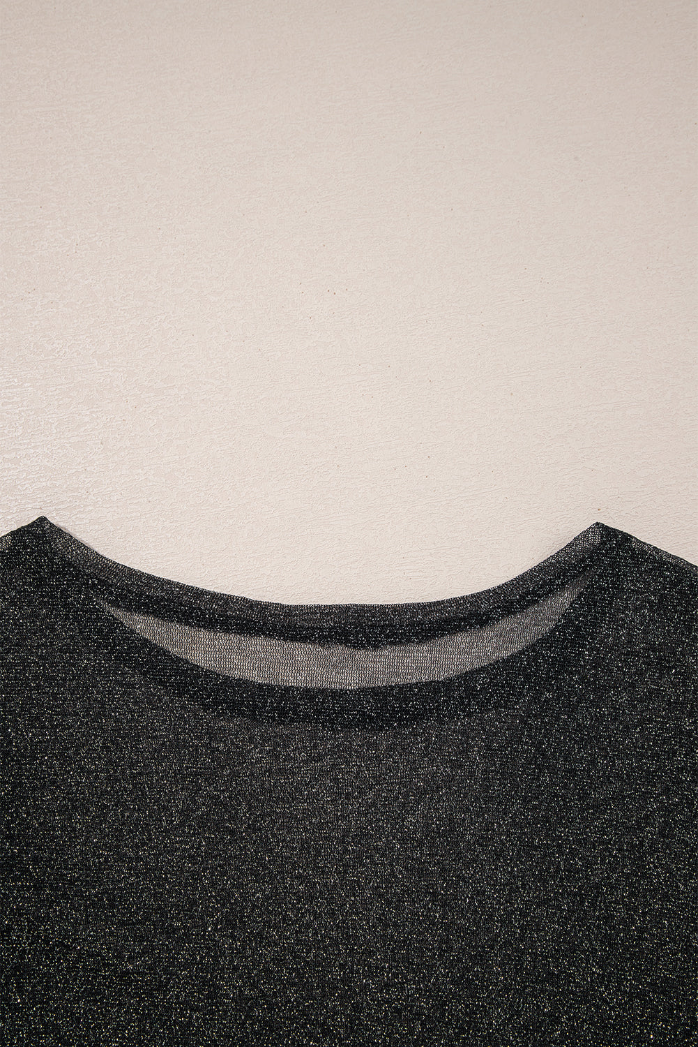 Black Metallic Glitter Mesh Long Sleeve Top - eAura