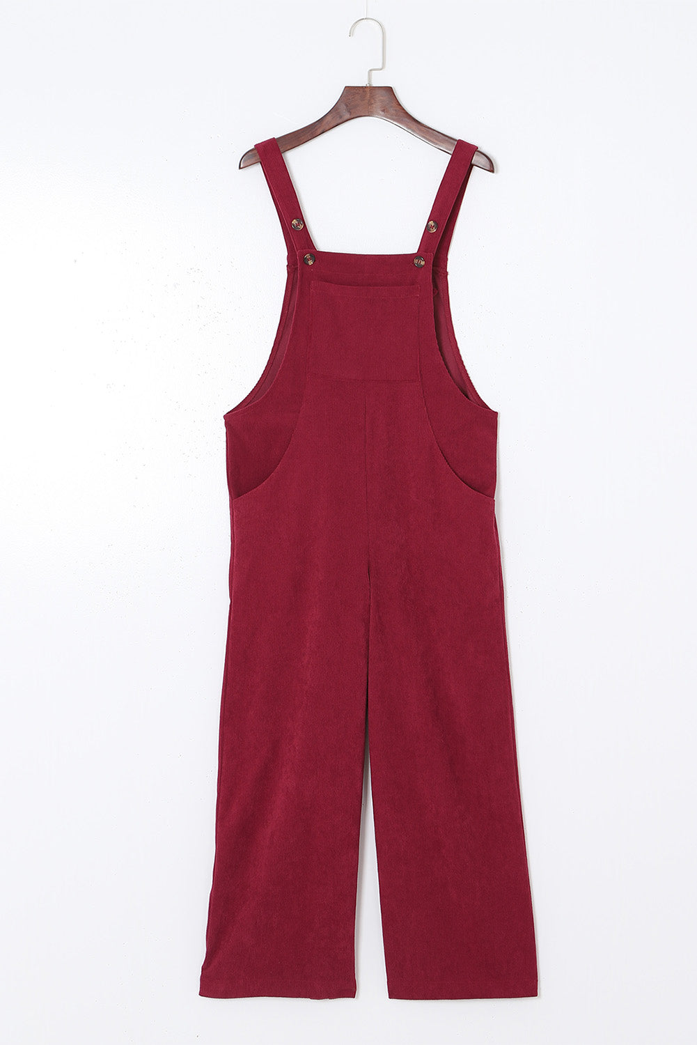 Solid Color Ribbed Wide Leg Bib Overalls – Brown