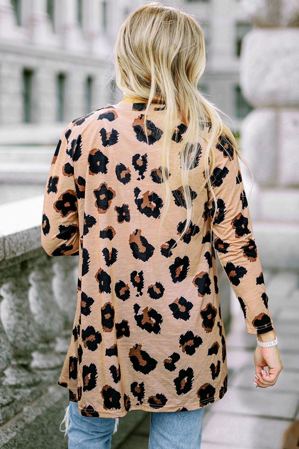 Leopard Printed Open Front Cardigan eAura