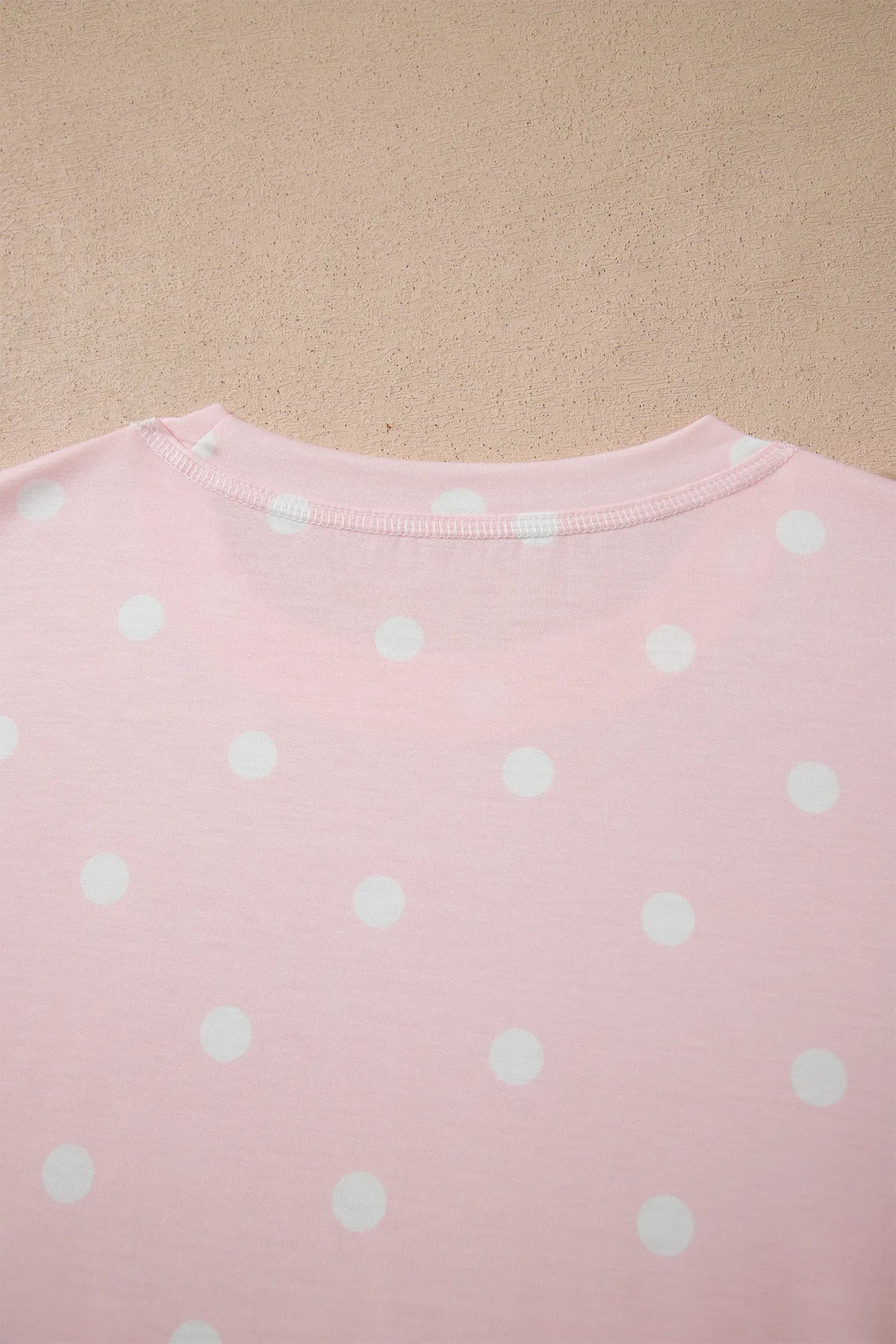 Polka Dot Short Sleeve Loose Top Drawstring Shorts Set – Pink