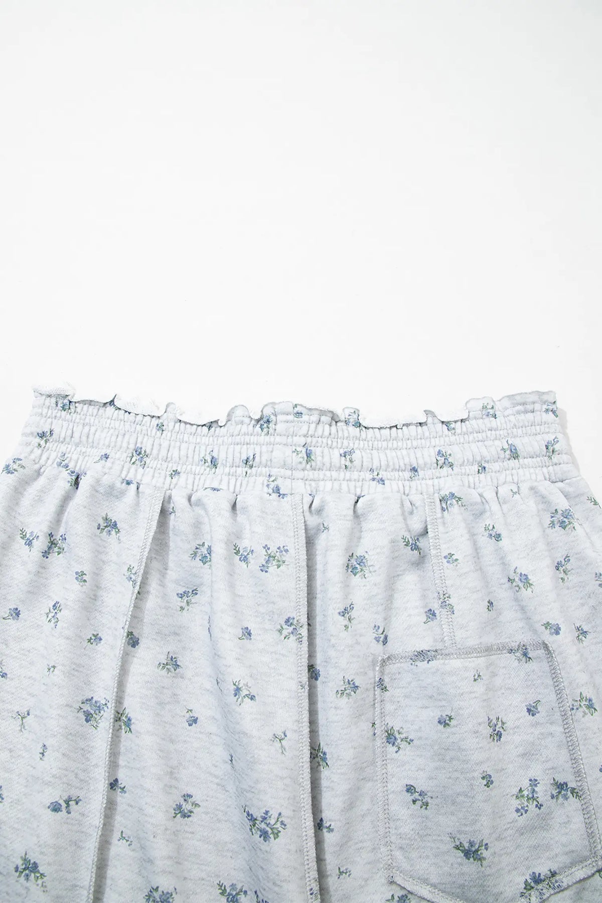 Floral Print Elastic Waist Regular Fit Pants – Grey