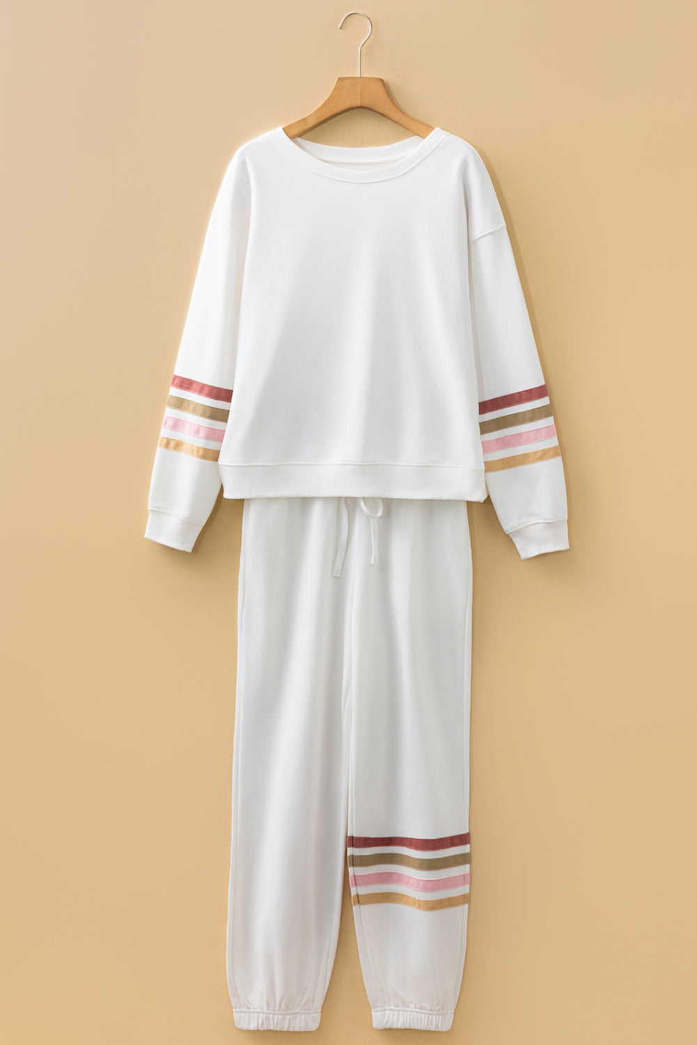 Striped Drop Shoulder Pullover and Joggers - eAura