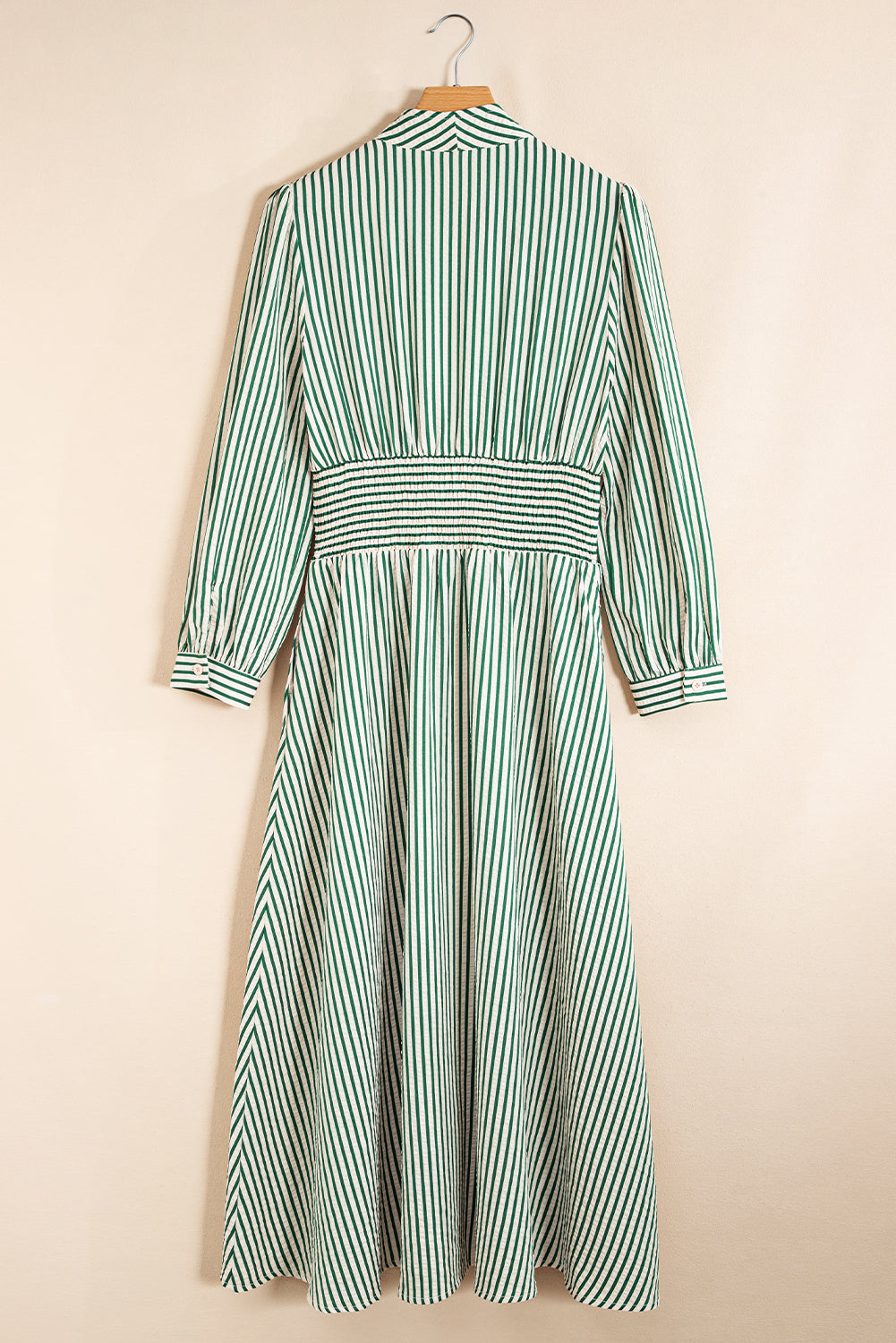 Striped V-Neck Zip Front Midi Dress - eAura