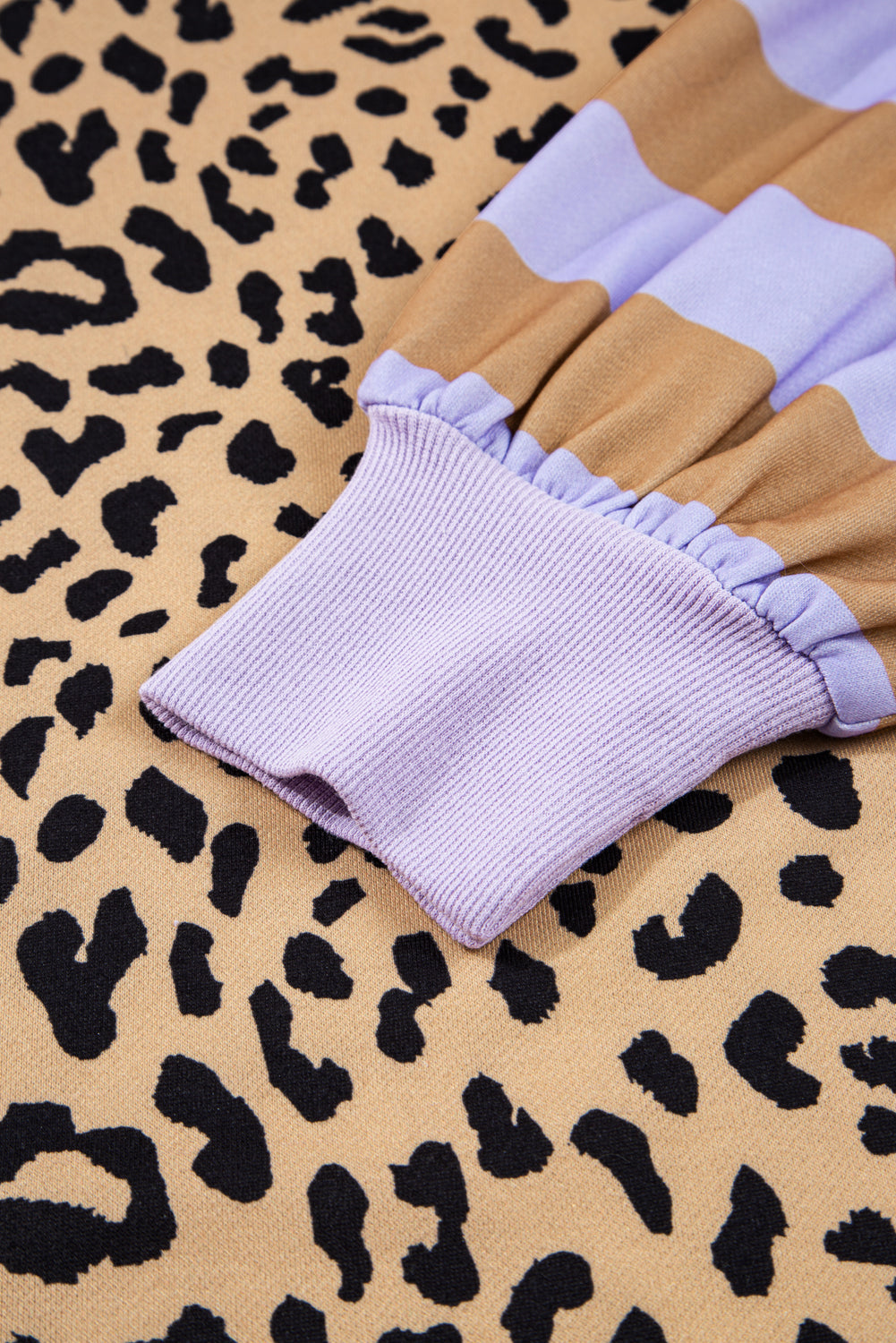 Stripe Colour Block Leopard Casual Sweatshirt with Slits - Tops/Sweatshirts & Hoodies