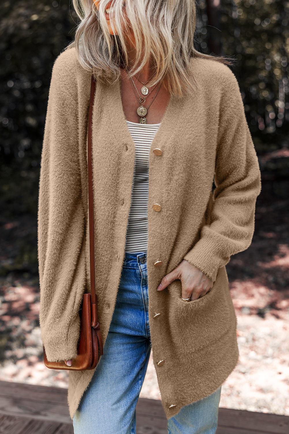 Fuzzy Buttoned Front Midi Solid Cardigan Dear-Lover Dropshipping