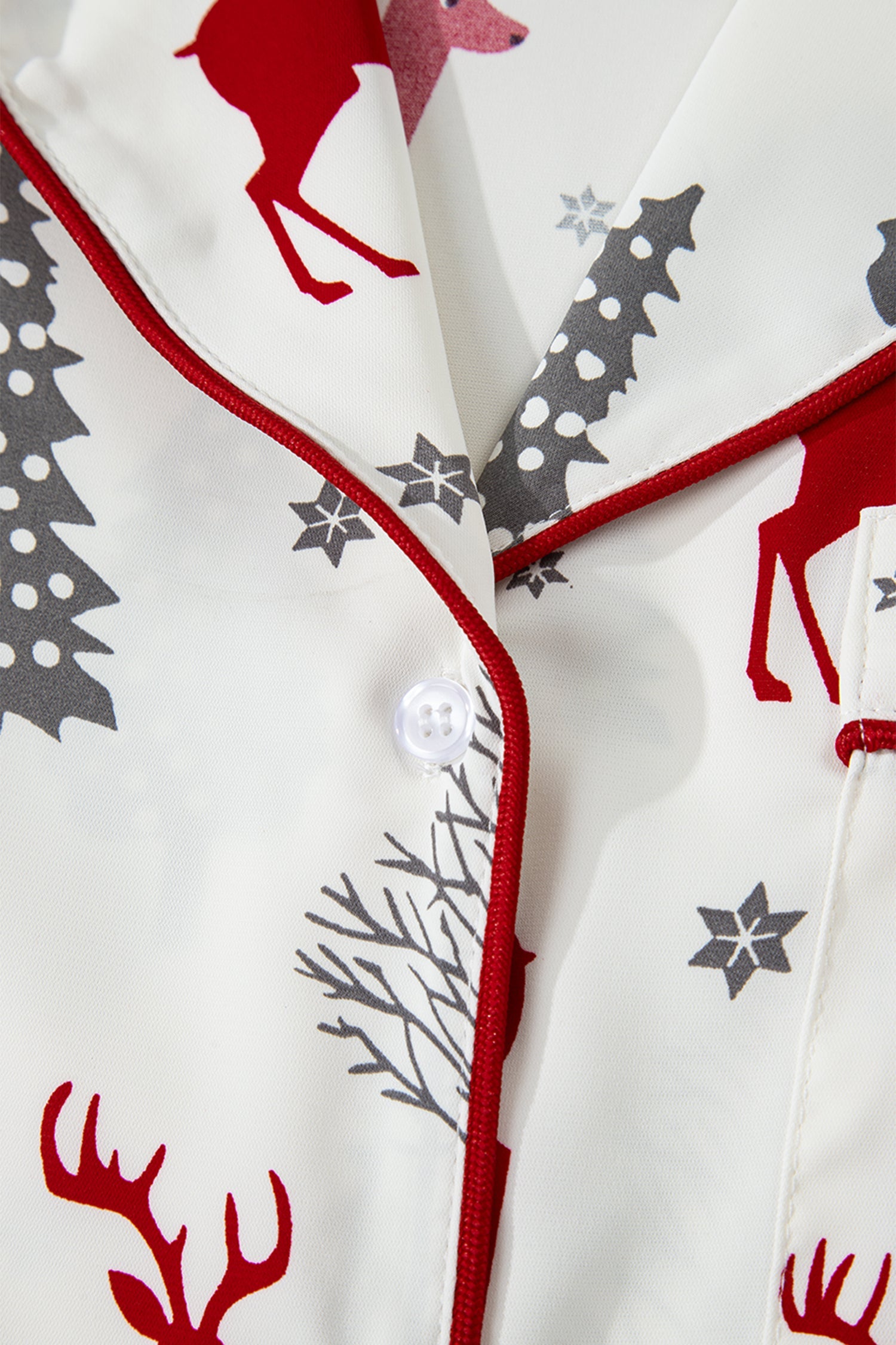 Christmas Print Velvet Trim Bow Knot Pyjama Shorts Set - Loungewear & Sleepwear/Sleepwear