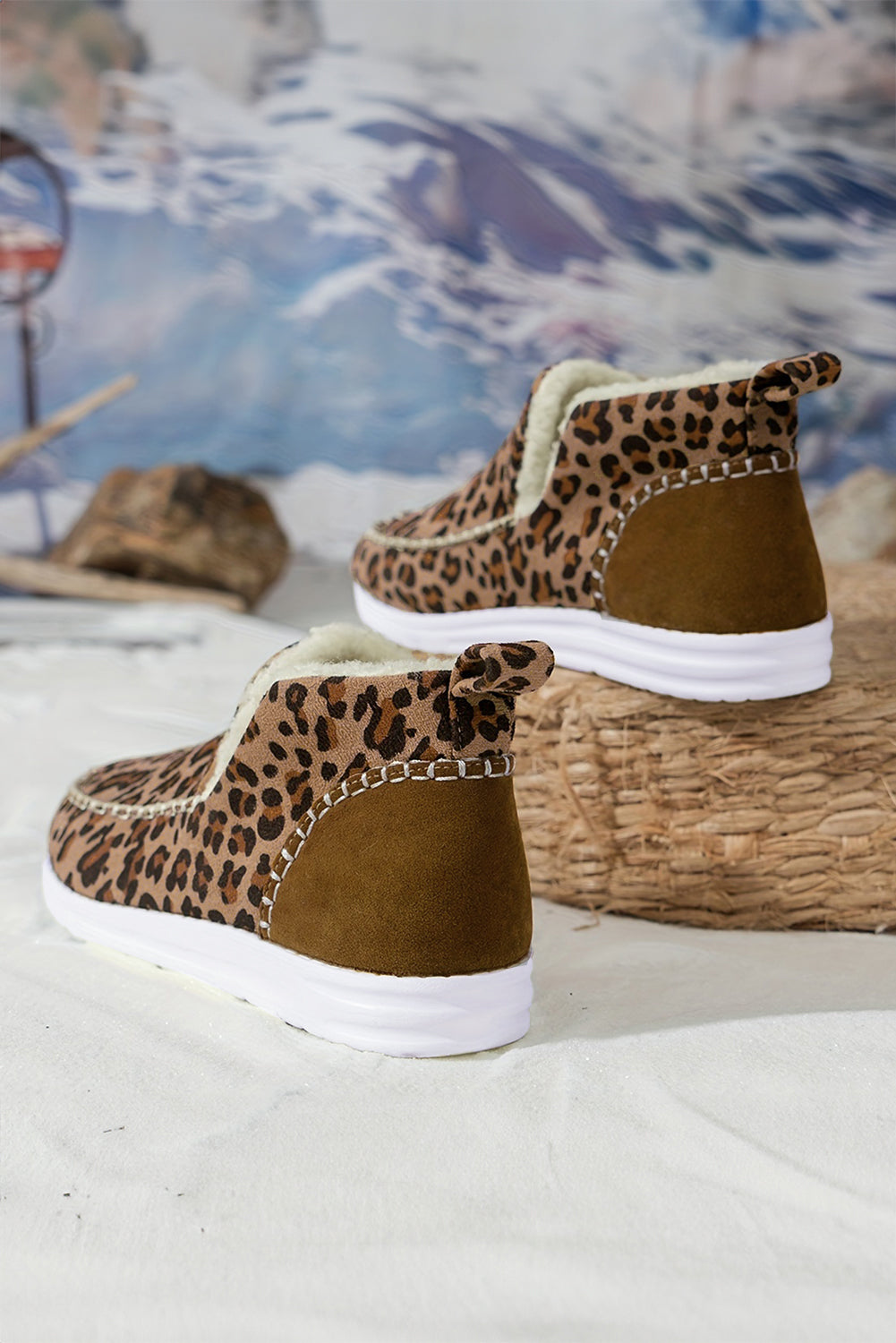 Brown Leopard Print Fleece Lined Winter Snow Boots - eAura