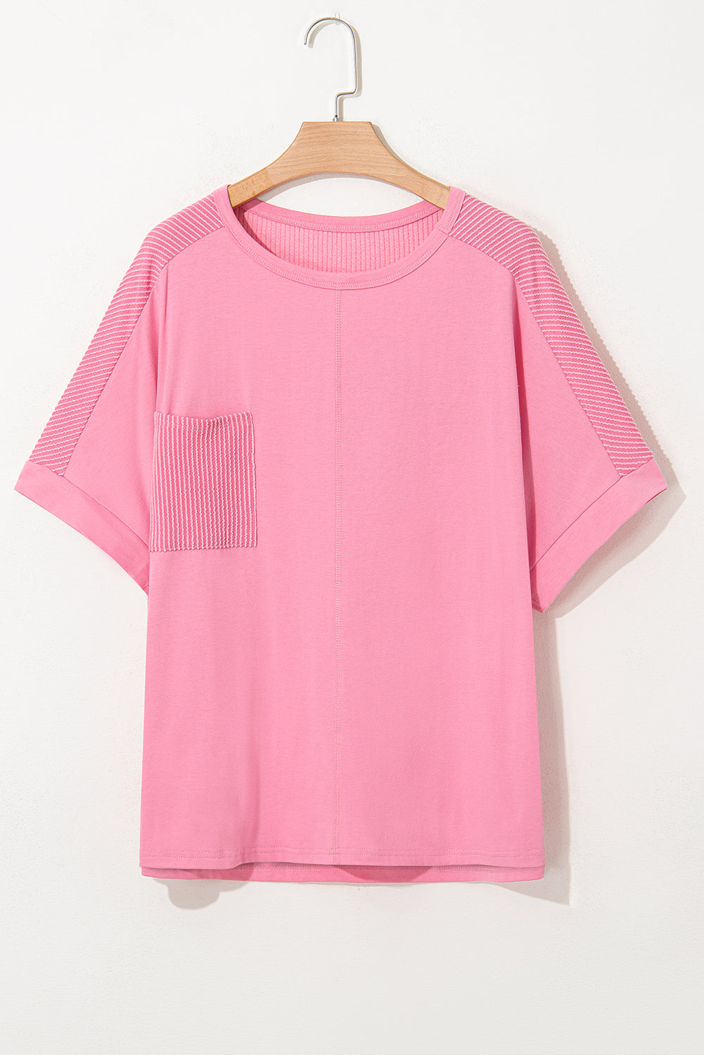 Bonbon Ribbed Patchwork Pocketed Plus Size T Shirt BB Fashion Outlet