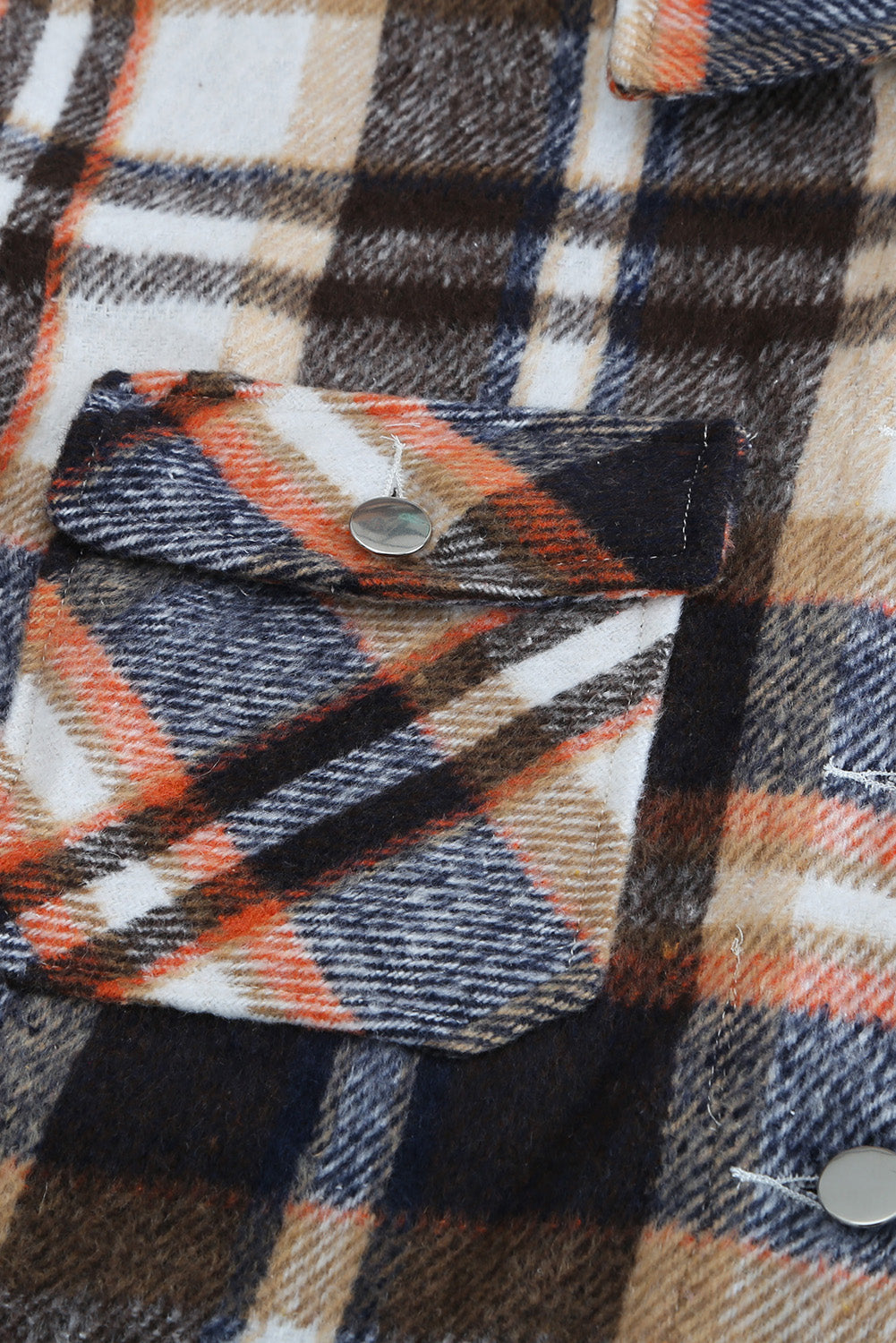Geometric Plaid Print Pocketed Shacket eAura