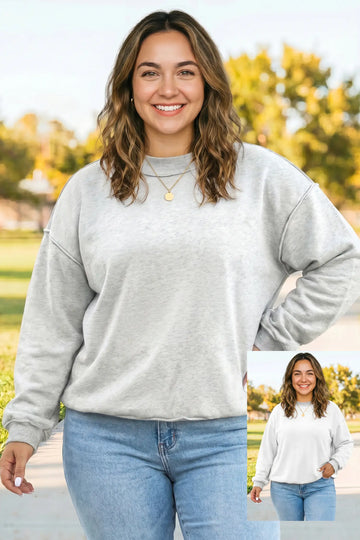 Exposed Seam Detail Reversible Double Wear Plus Size Sweatshirt
