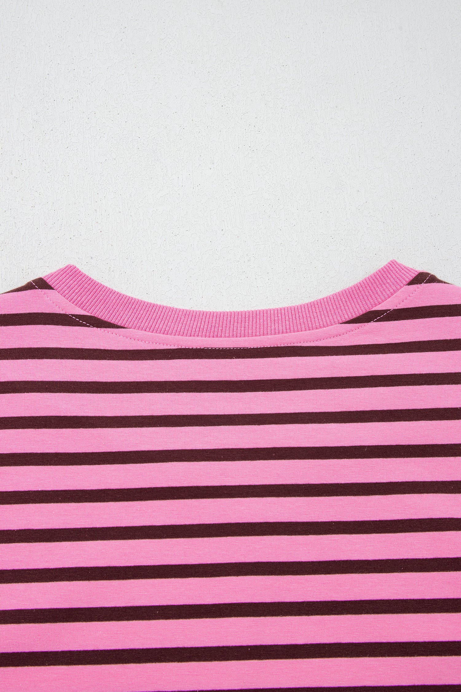 V Neck Drop Shoulder Long Sleeve Top – Pink Stripe