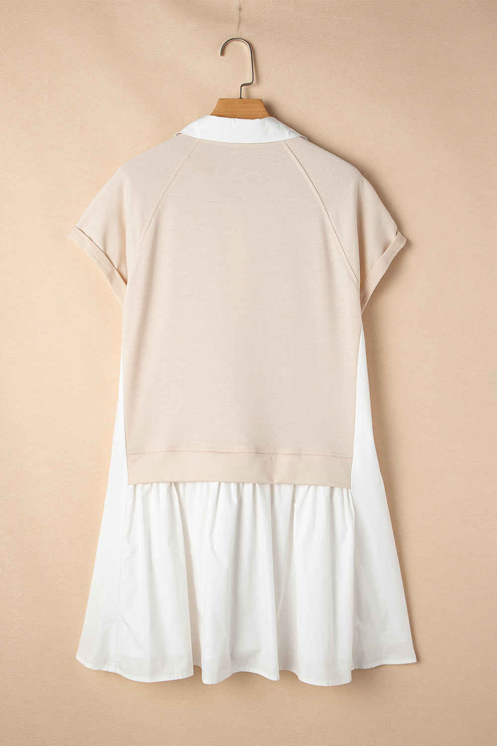 Jet Stream Shirt Collar Buttoned Patchwork Short Sleeve Mini Dress eAura