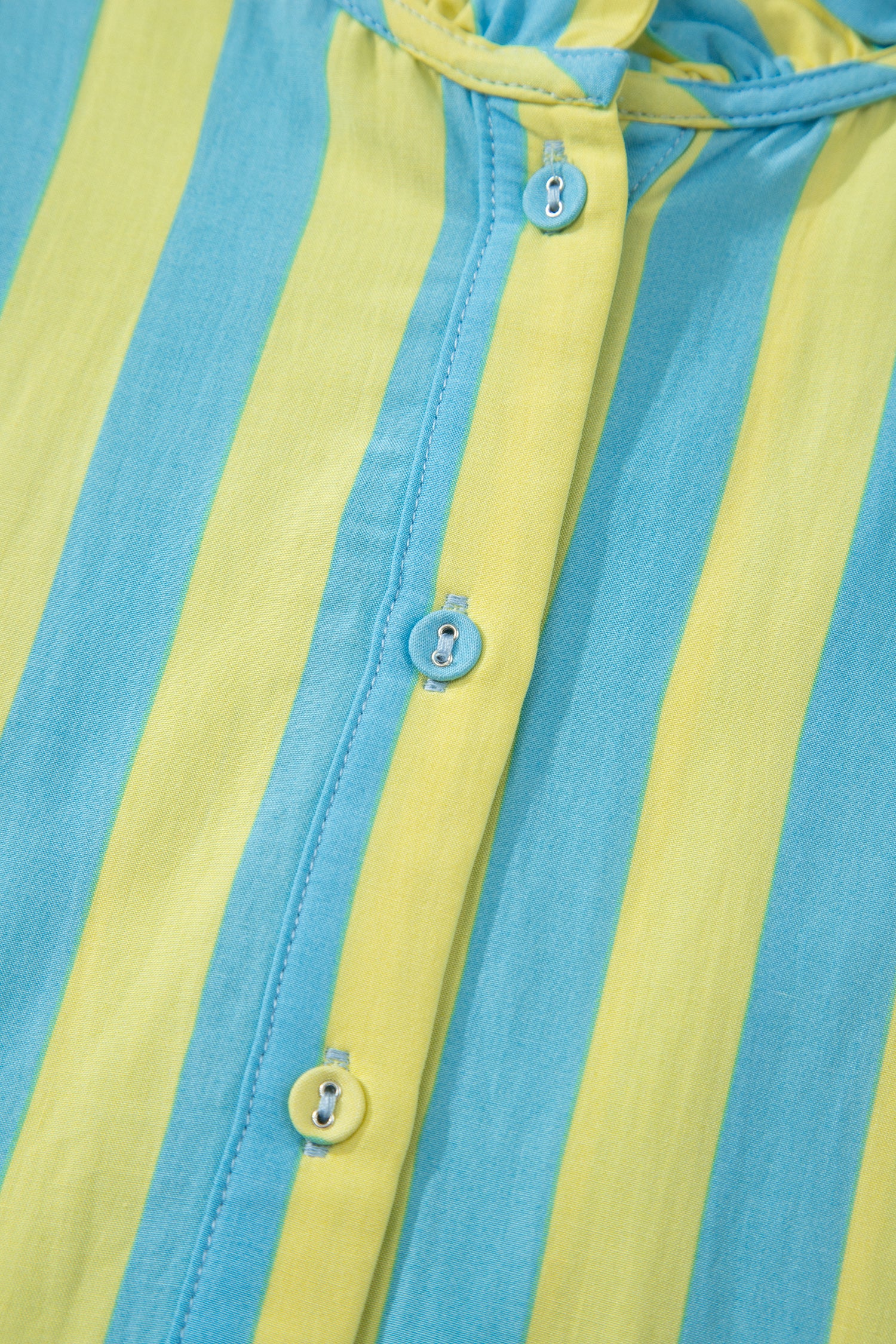 Stripe Puff Sleeve Mini Dress – Half Button