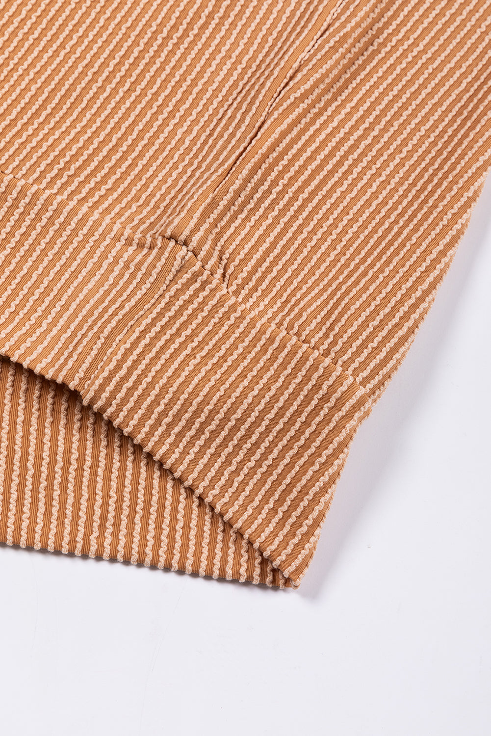 Khaki Colour Block Long Sleeve Ribbed Loose Top eAura