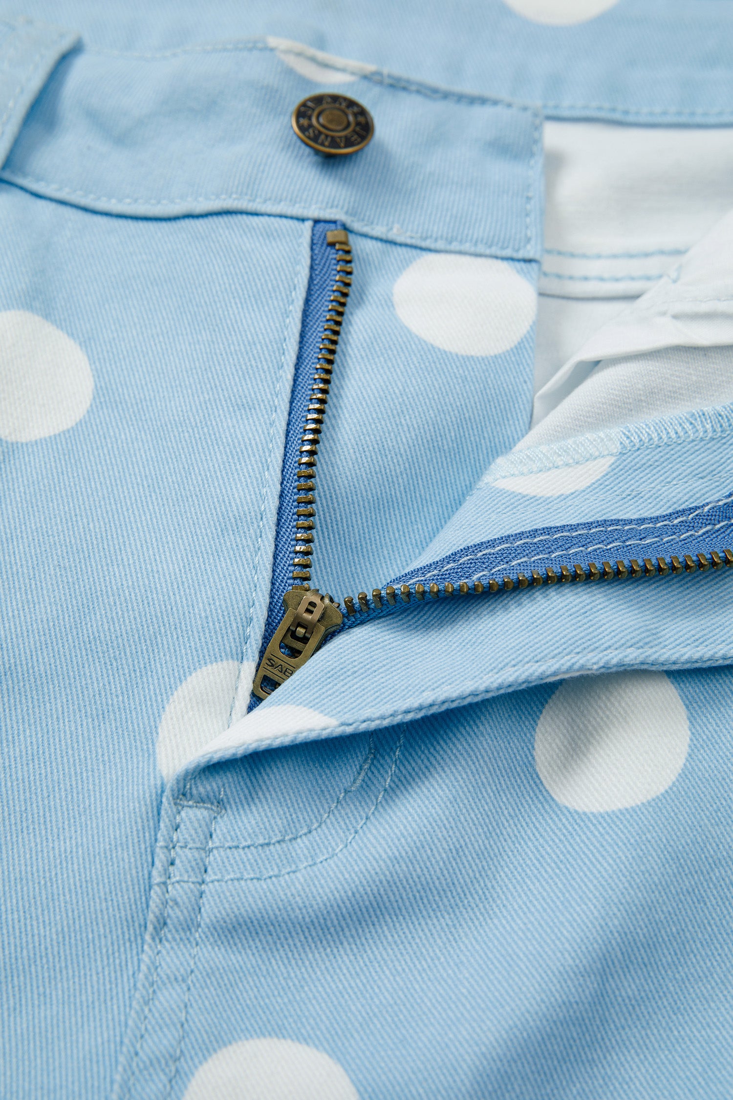Polka Dot Print Raw Hem Shift Jeans