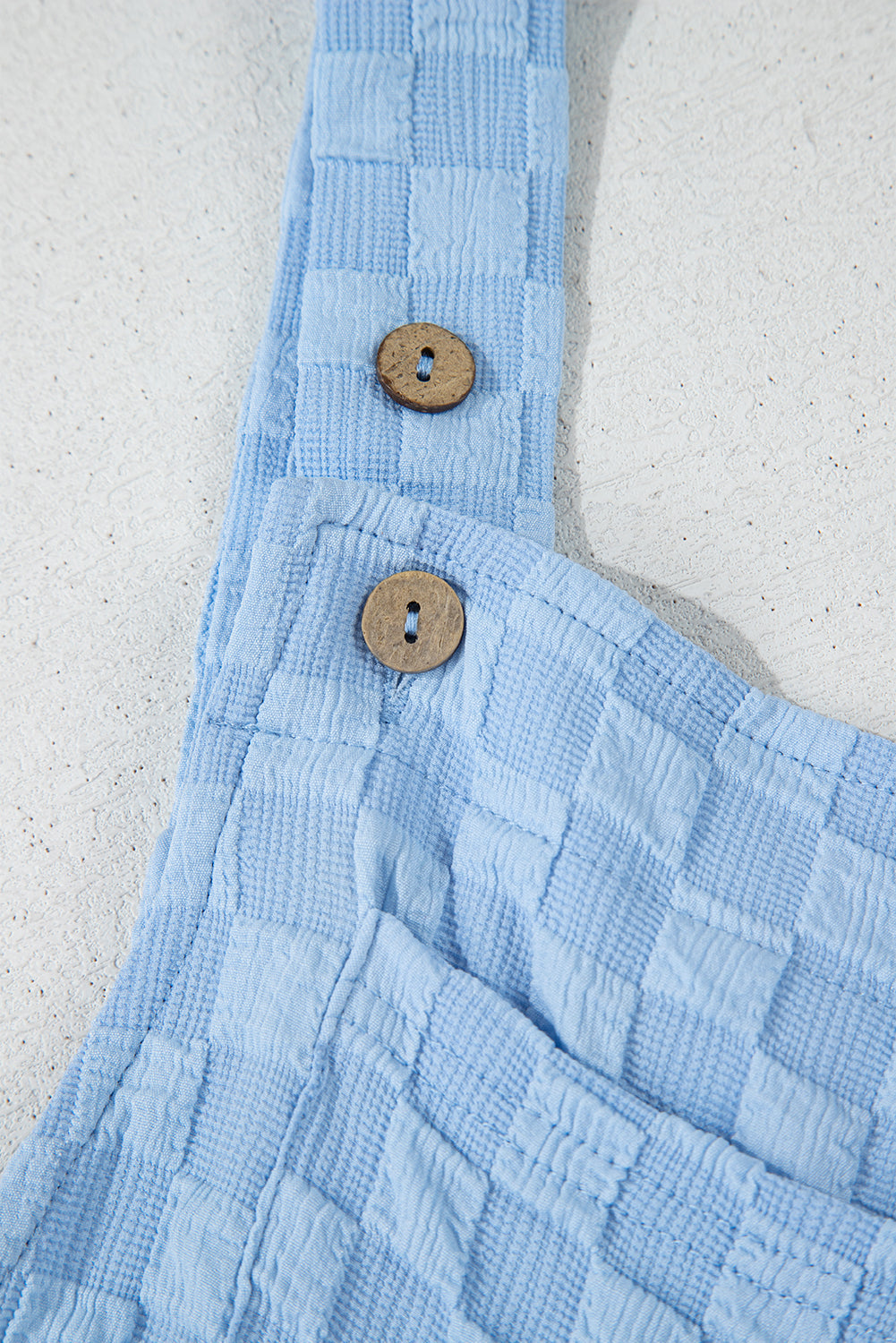 Beau Blue Checkered Pocketed High Waist Wide Leg Overall Dungarees eAura