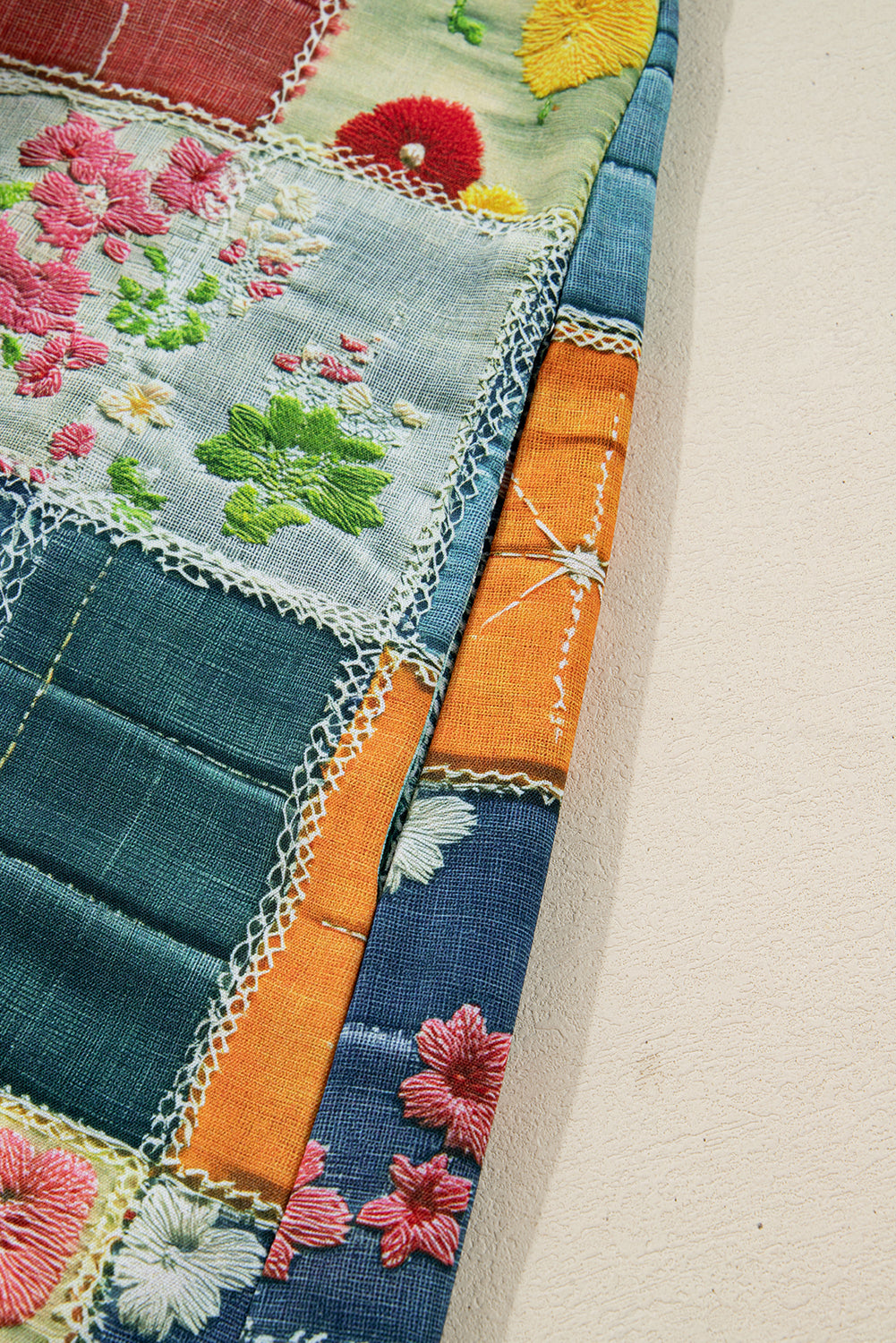 Floral Checkered Pattern Bubble Sleeve Ruffle Hem Dress - eAura