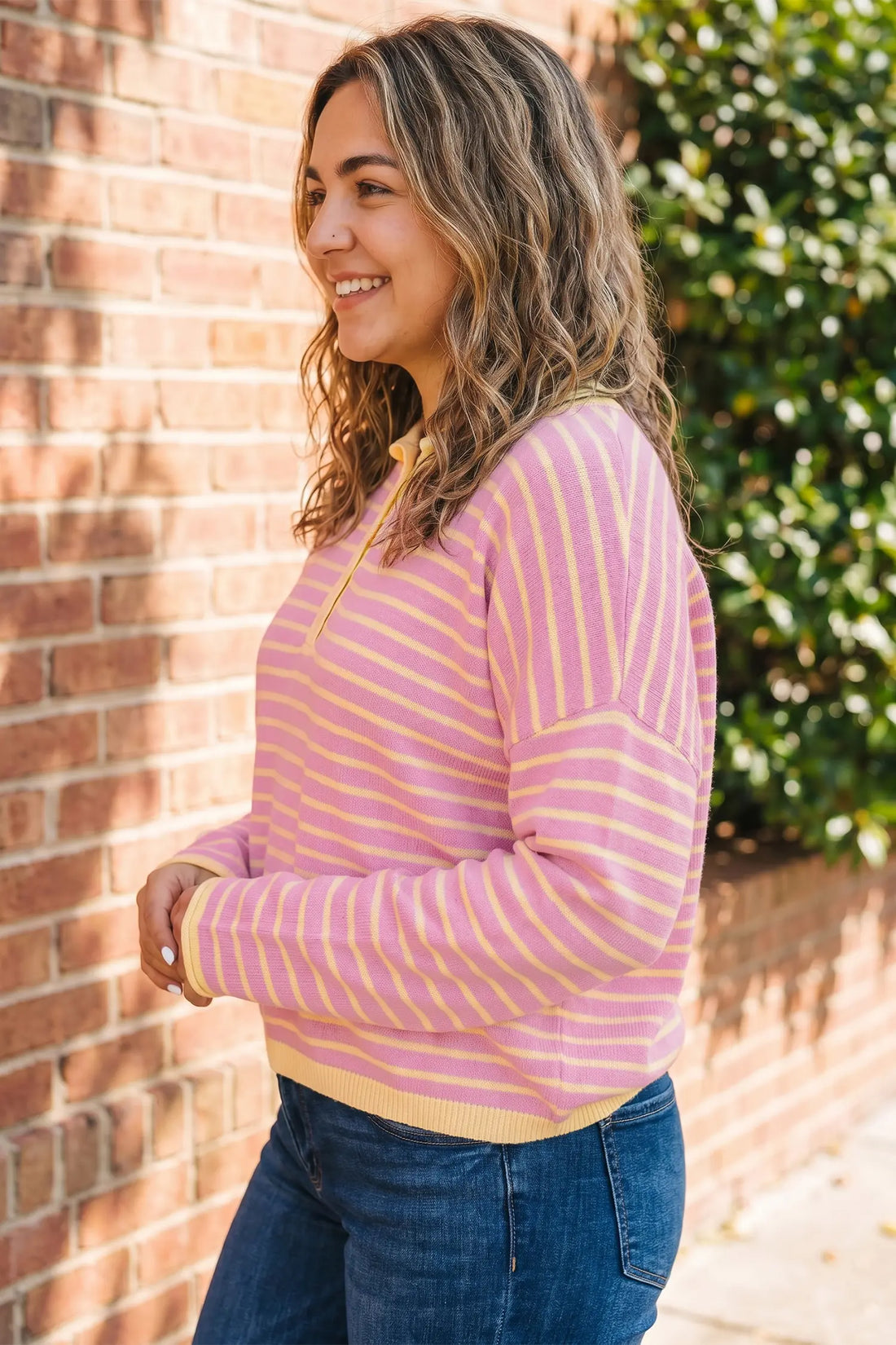 Striped Colourblock Long Sleeve V Neck Shift Plus Size Sweater