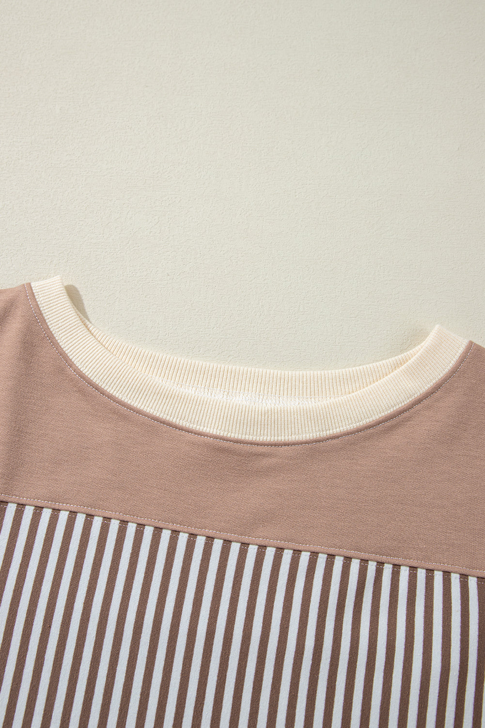 Pink Stripe Patchwork Bracelet Sleeve Plus Size T Shirt BB Fashion Outlet