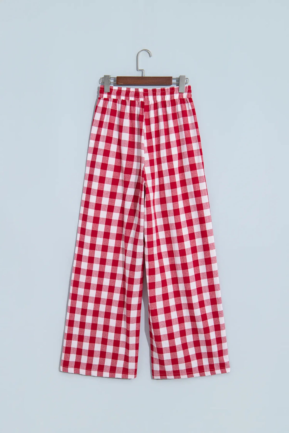 Tie Elastic Waist Shift Pants — Gingham Plaid