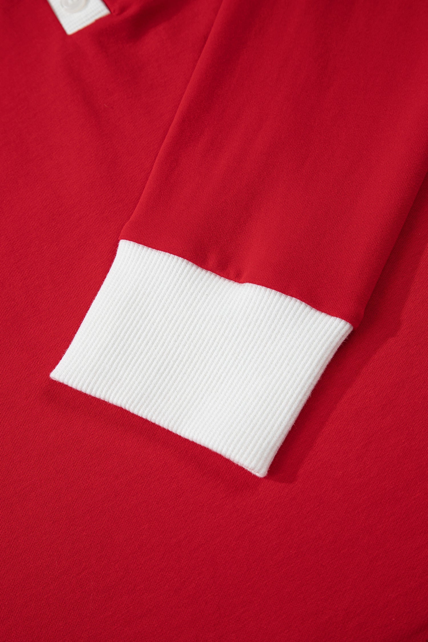 Fiery Red Contrast Trim Button V Neck Ribbon Bow Knot Waist 2pcs Lounge Pant Set - eAura