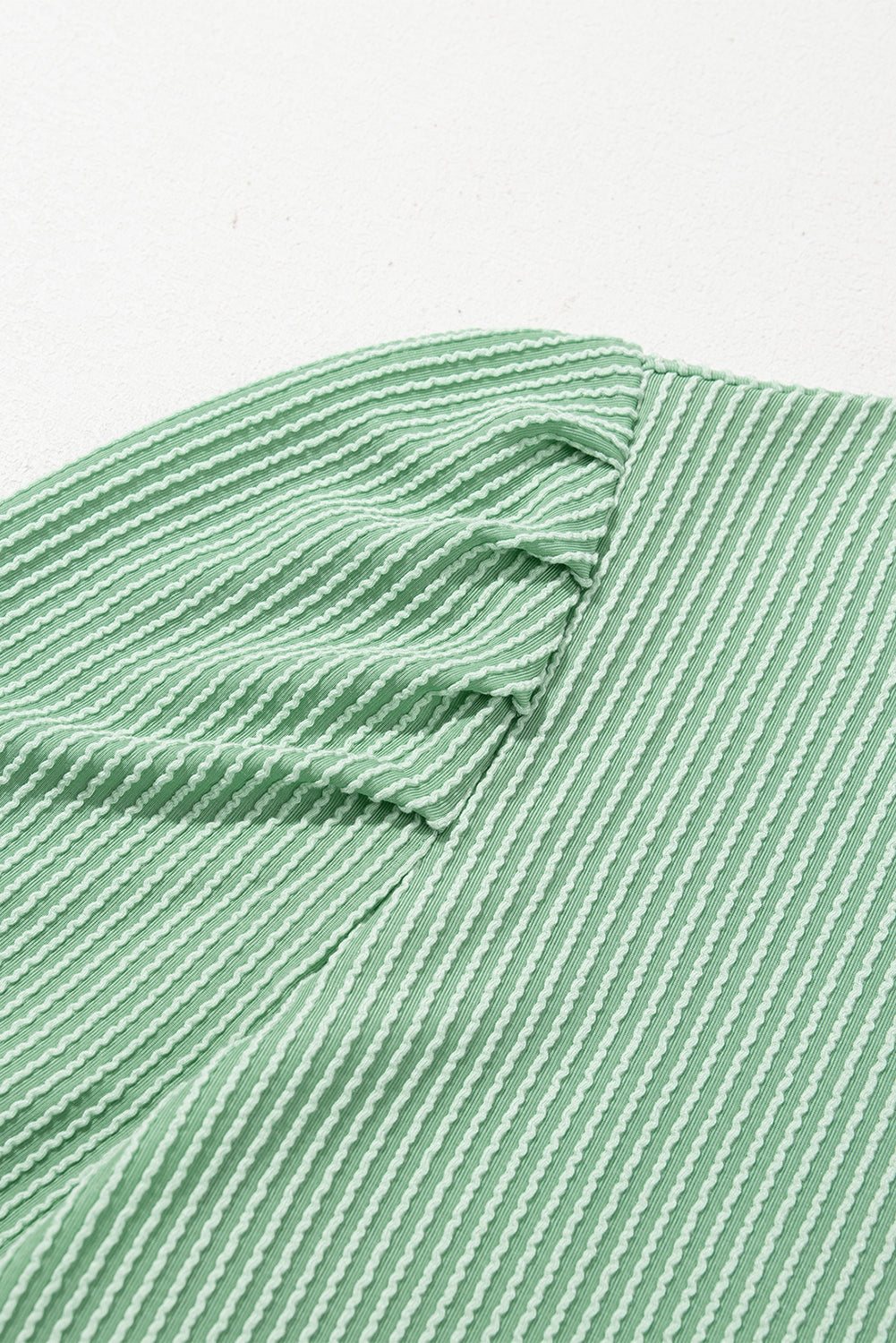 Mint Green Ribbed Knit Crew Neck Puff Sleeve Shift Mini Dress eAura