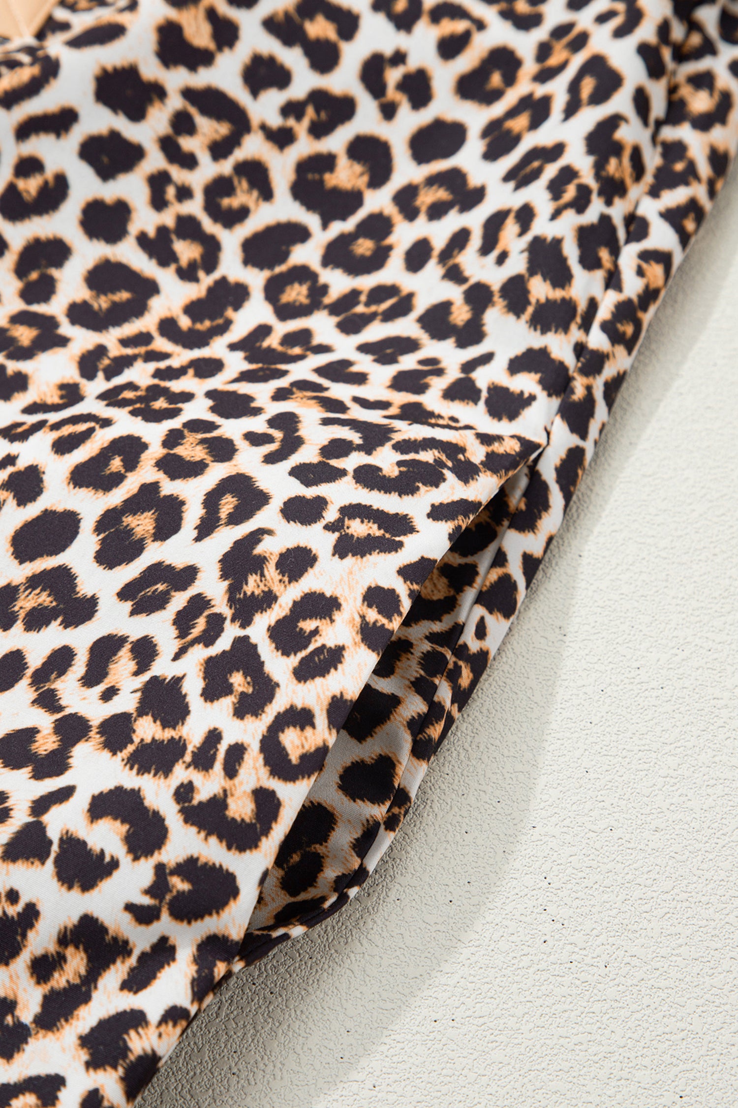 Multicolour Button Striped Collar Leopard Print Long Sleeve Dress