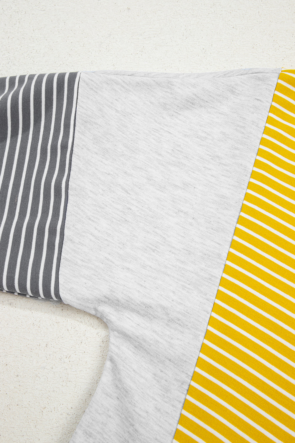 Yellow Stripe Drawstring V-Neck Loose Fit Hooded Top - eAura