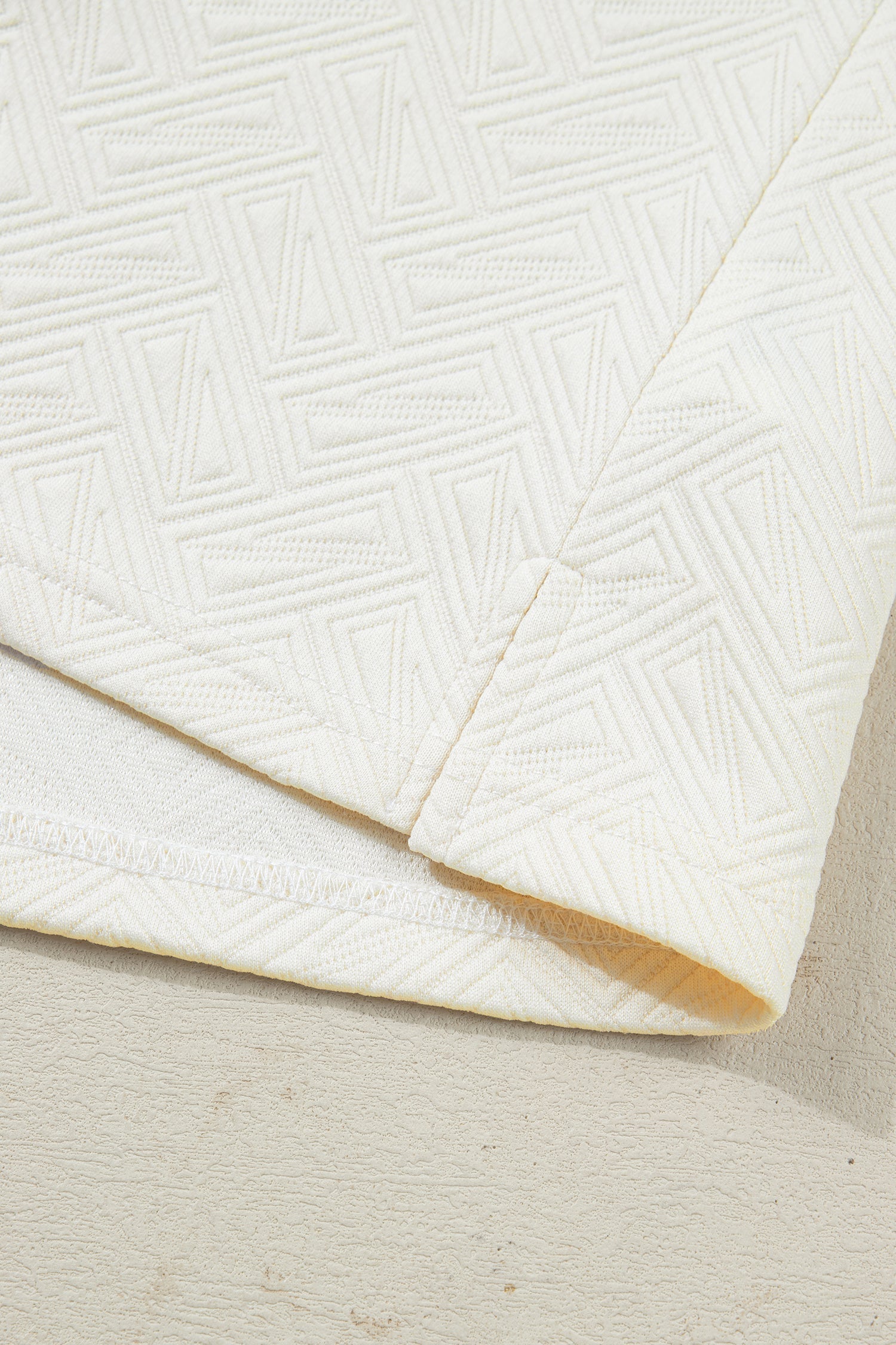 Textured Contrast Striped Accent Zip Collar Pullover Top - eAura