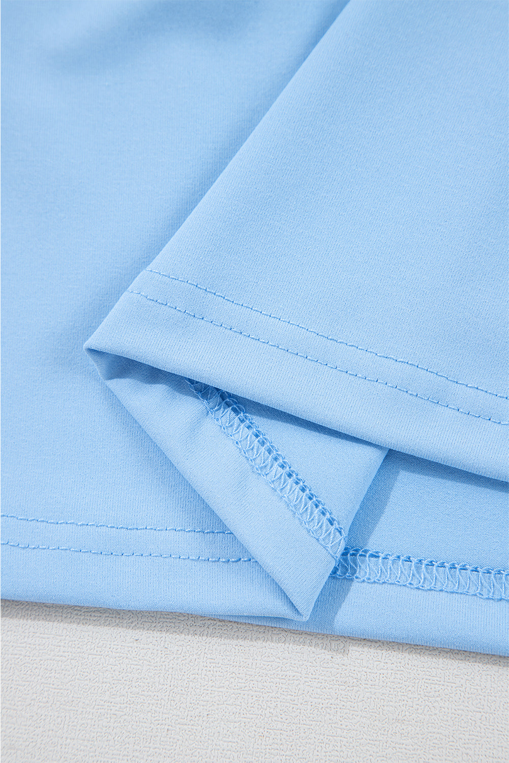 Beau Blue Floral Mesh Puff Sleeve Crew Neck Top eAura