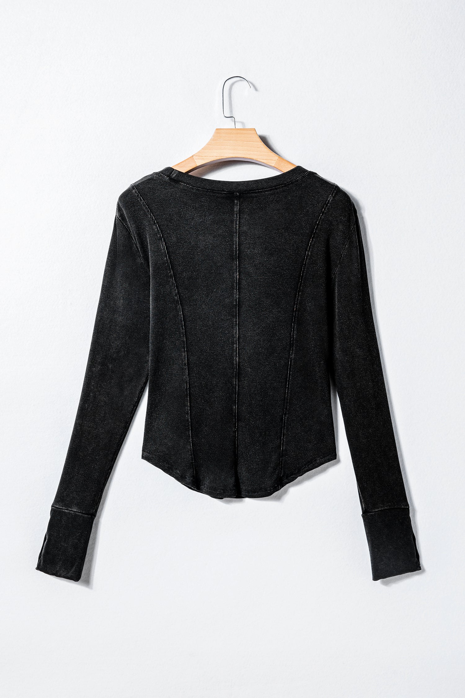 Exposed Seam Ribbed Long Sleeve Top