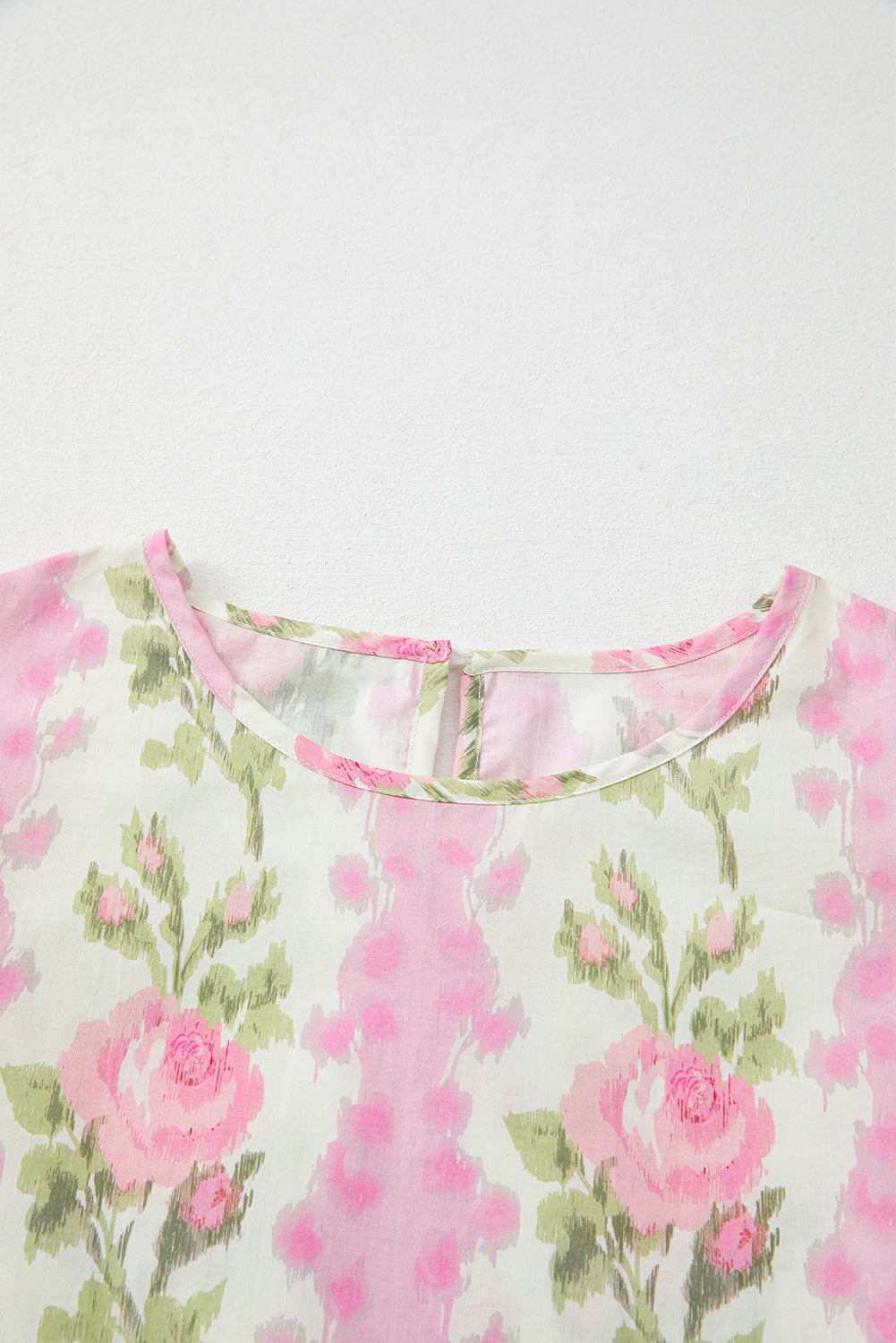 Pink Floral Print Ruffled Sleeve Summer Top eAura