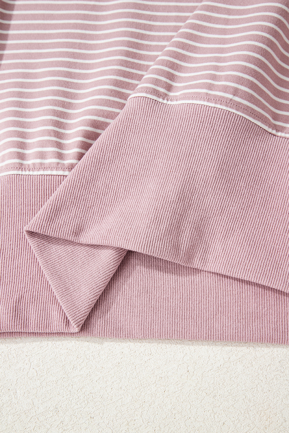 Stripe Thumbhole Side Slits Drop Shoulder Loose Fit Hoodie Dear-Lover Dropshipping