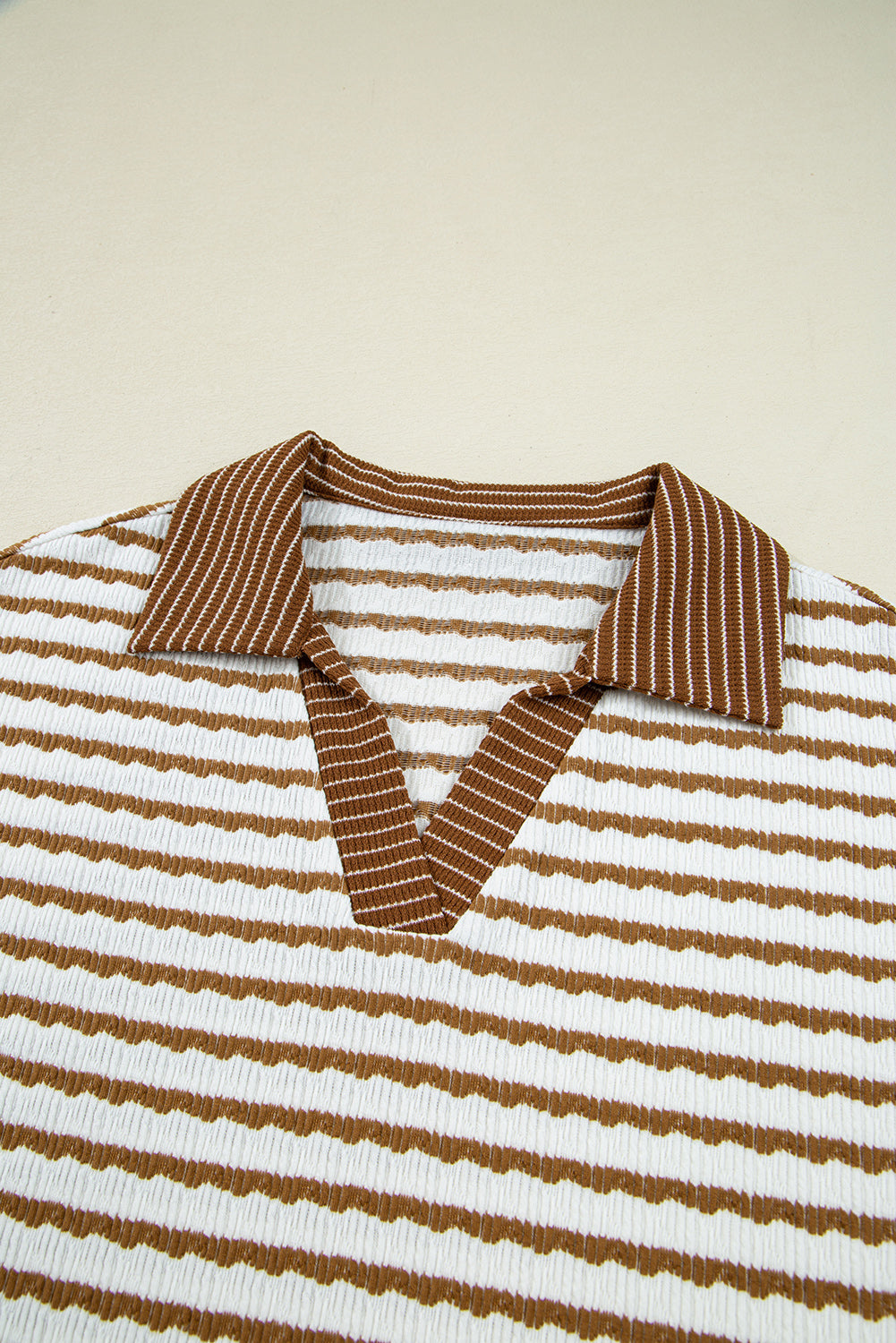 Striped Collared Pullover Top and Drawstring Trousers Co-ord Set eAura