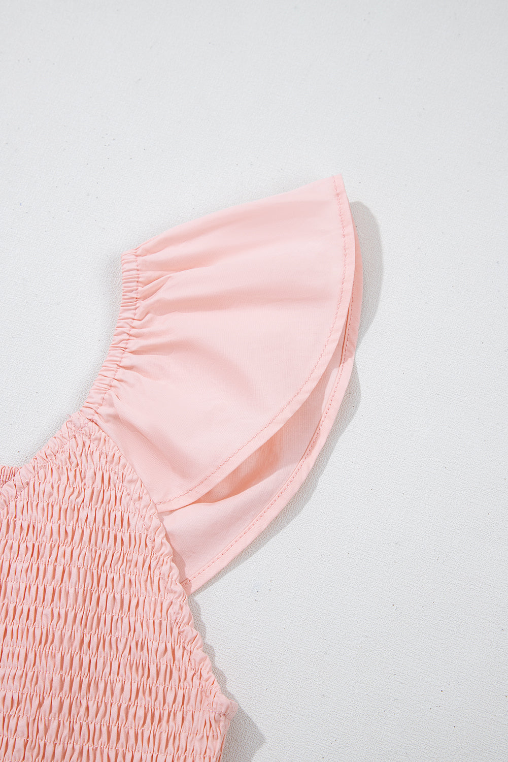 V Neck Flutter Sleeve Smocked Bodice High Waist Ruffle Maxi Dress eAura