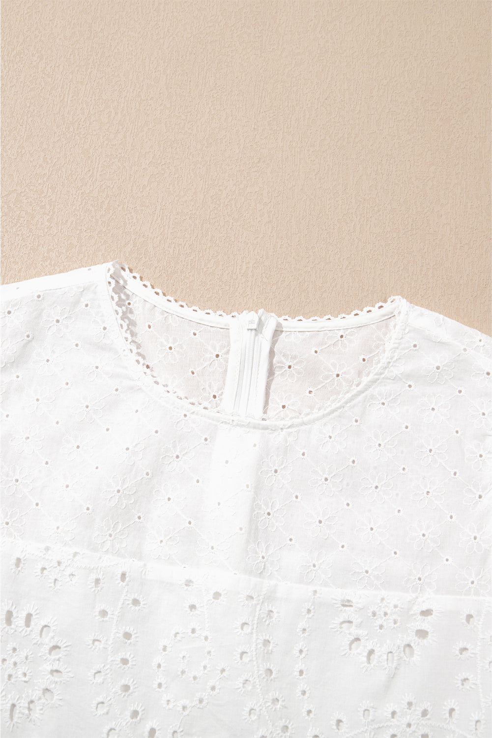 White Bordier Anglais Embroidered Sleeveless Shift Dress eAura