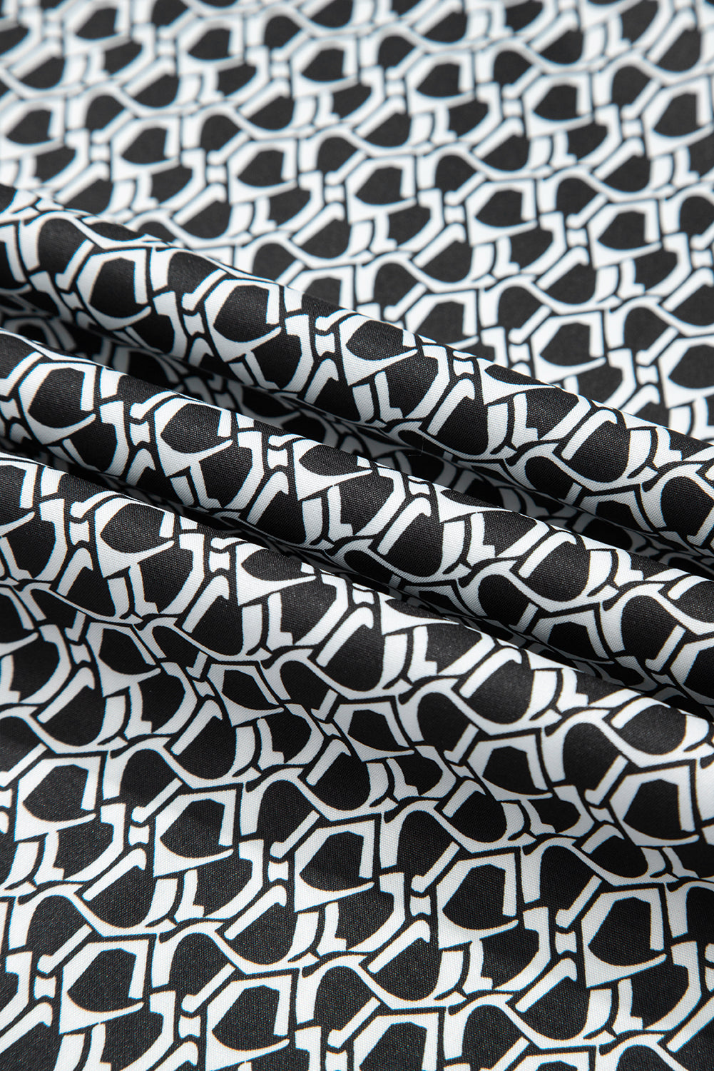 Black Bohemian Print Slit Wide Leg Smocked High Waist Trousers eAura