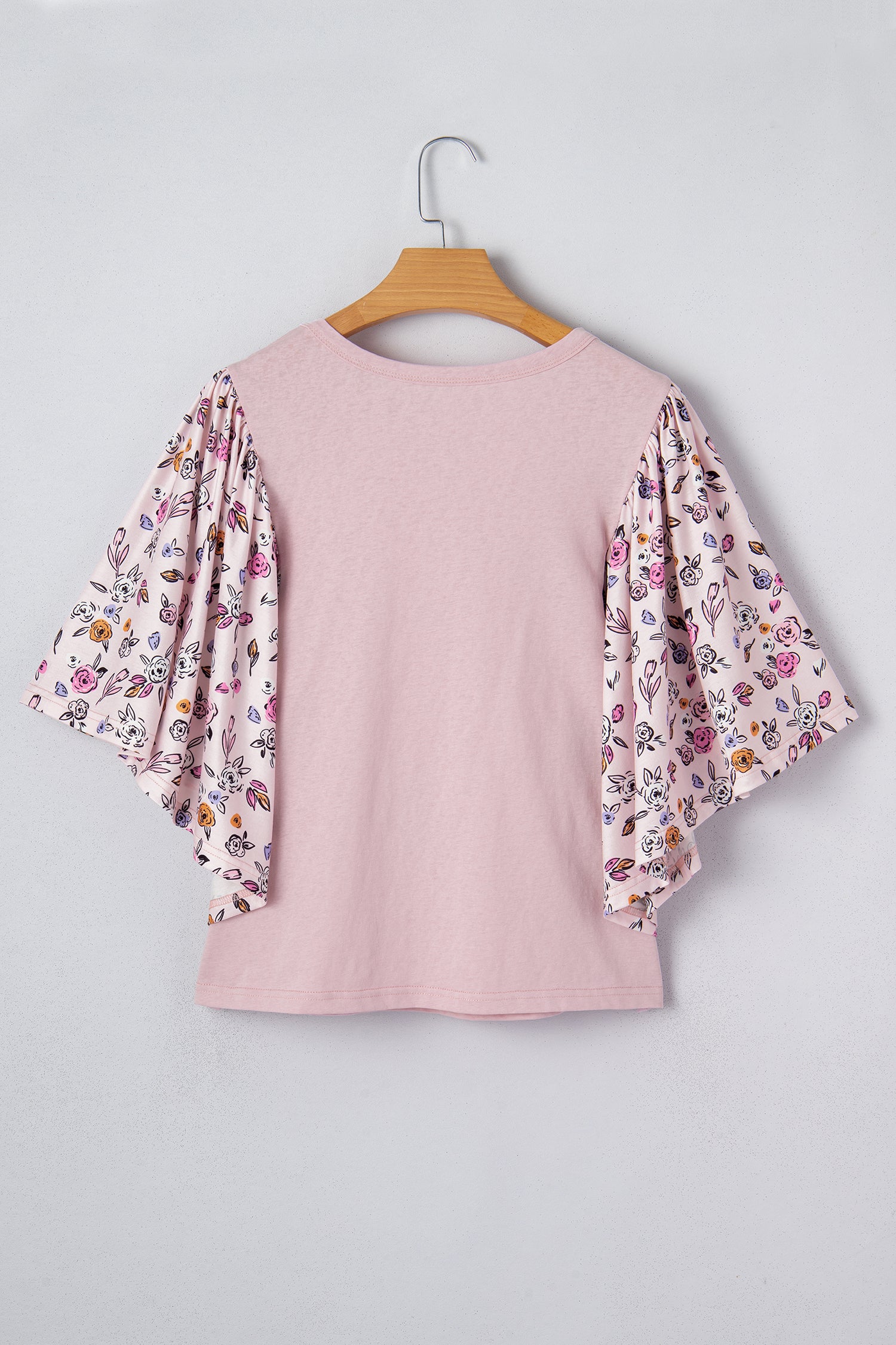 Floral Patchwork Flowy Half Sleeve Blouse – Pink