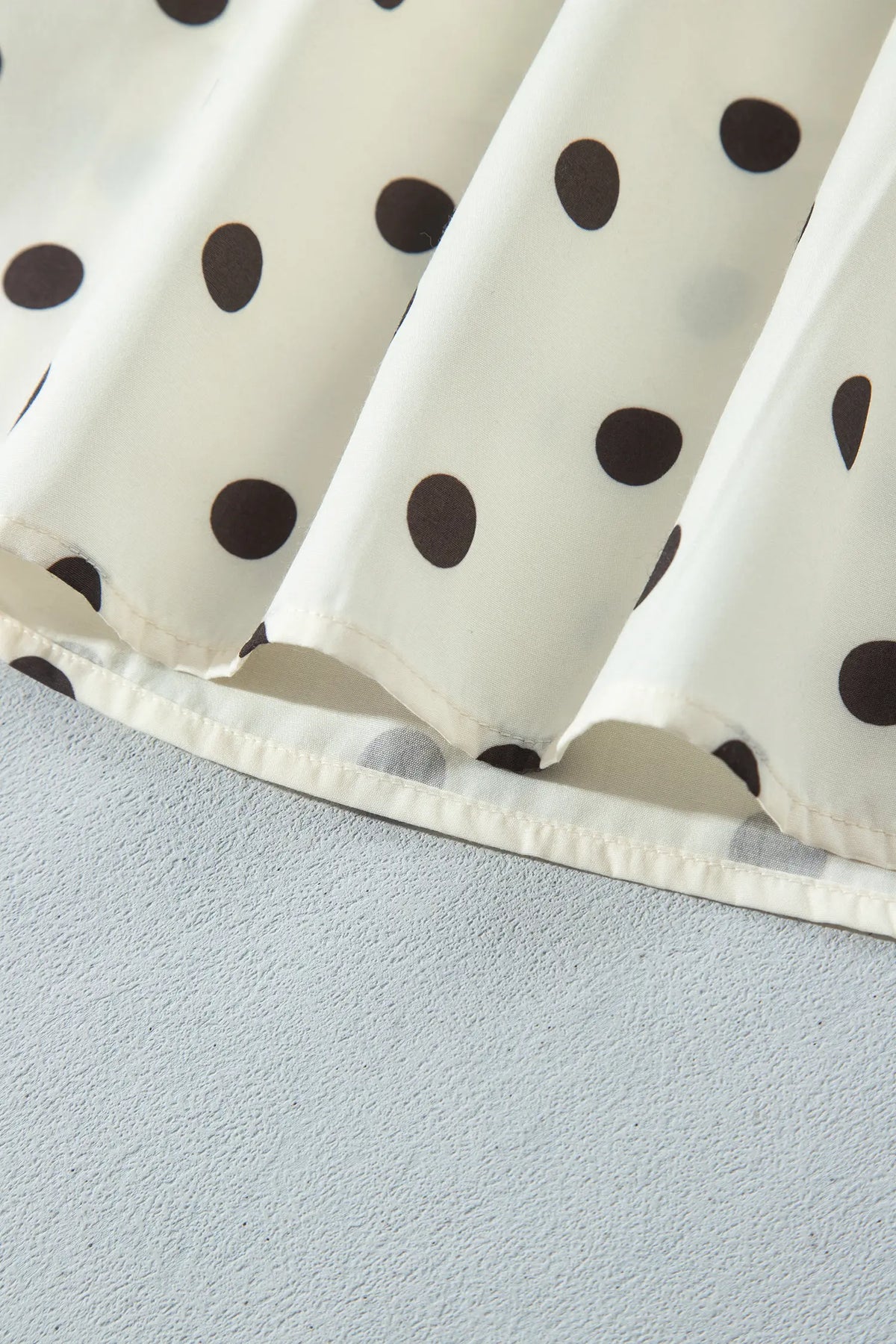 Smocked High Waist Long Skirt with Polka Dot Print