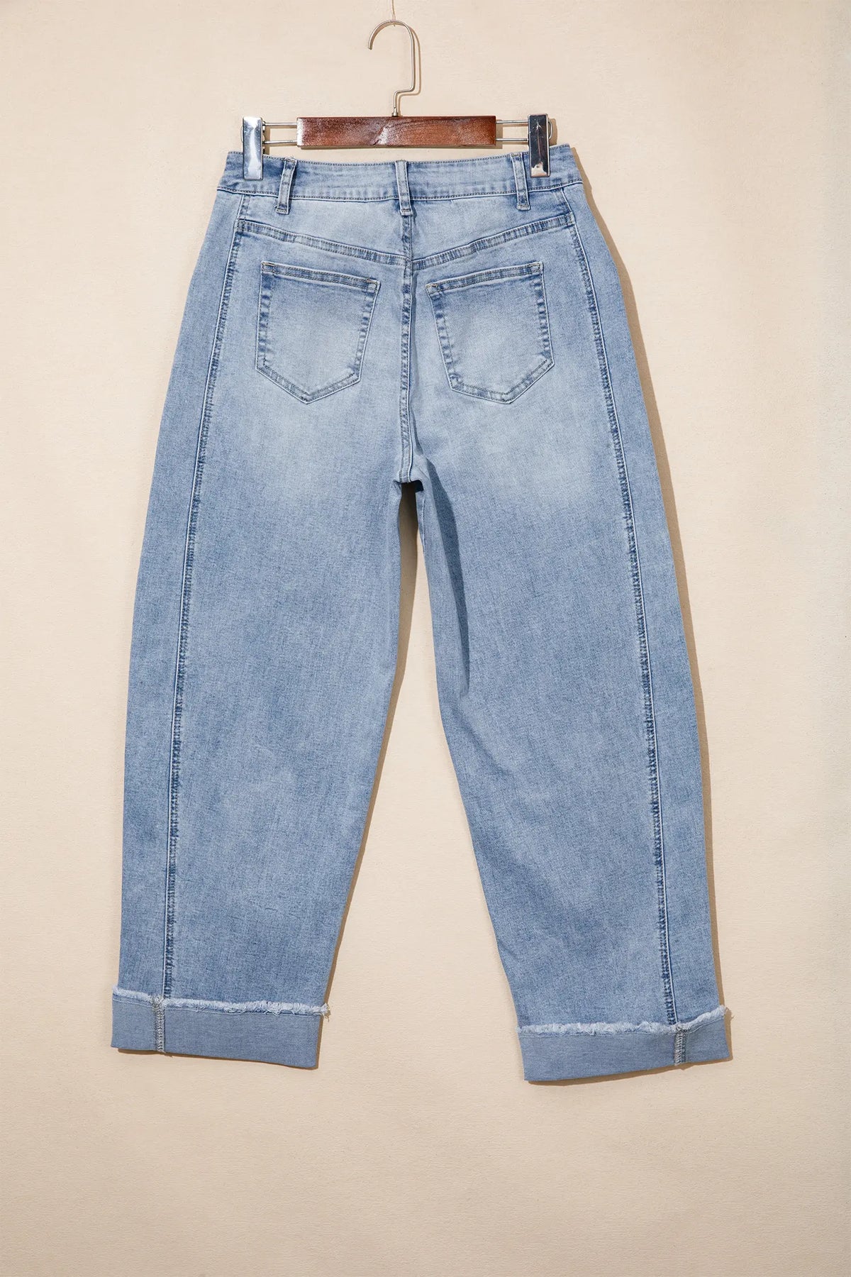 Raw Hem Turnup Loose Ankle-length Jeans – Sail Blue