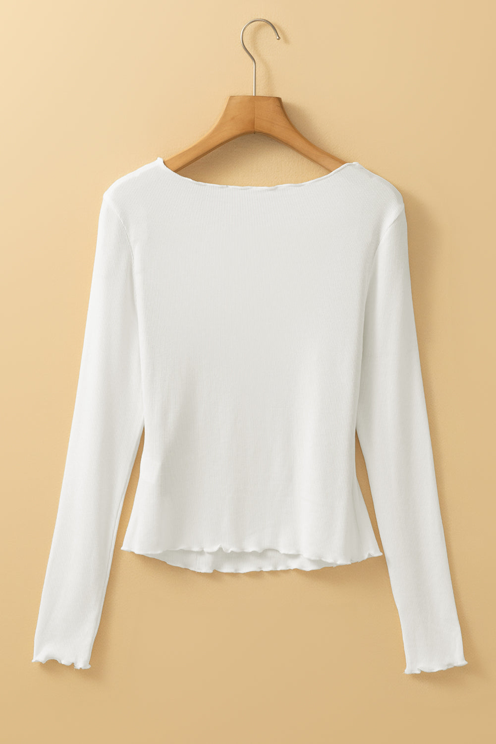 White Exposed Seam Slim Fit Long Sleeve Top - eAura