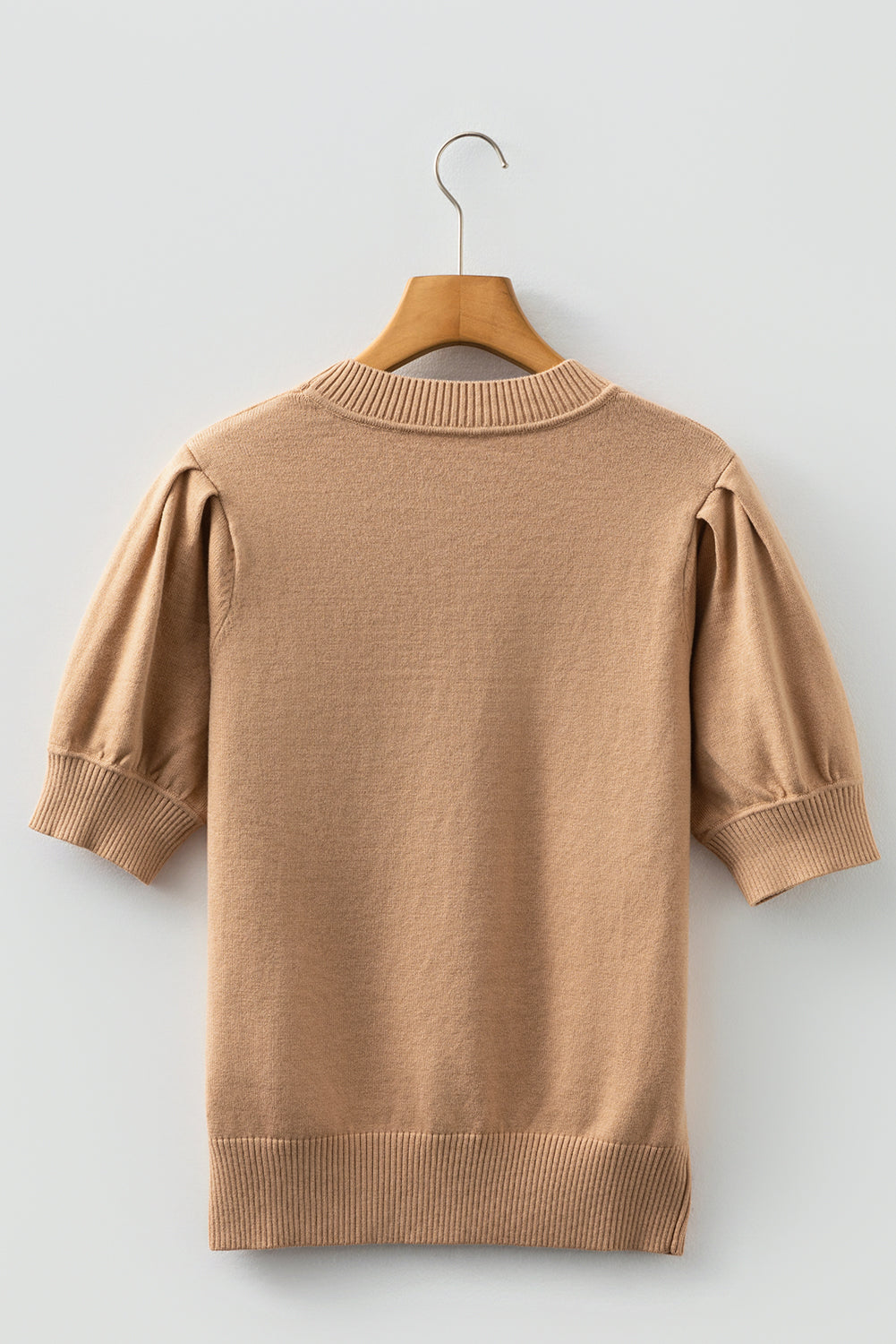 Knit Short Puff Sleeve Sweater - Sweaters & Cardigans/Short
