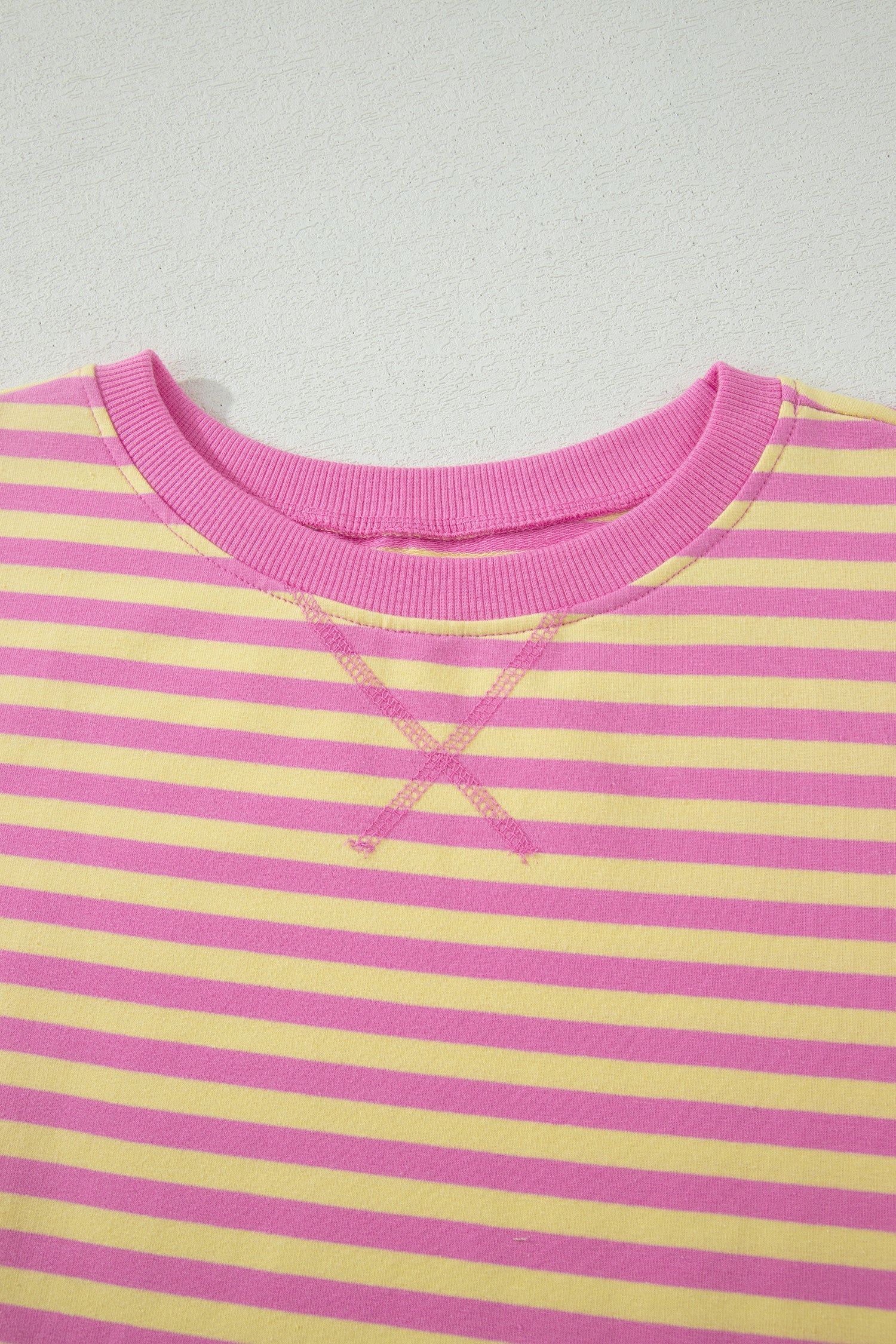 Relaxed Short Sleeve Top Elastic Waist Drawstring Skort 2pcs Set – Pink Stripe