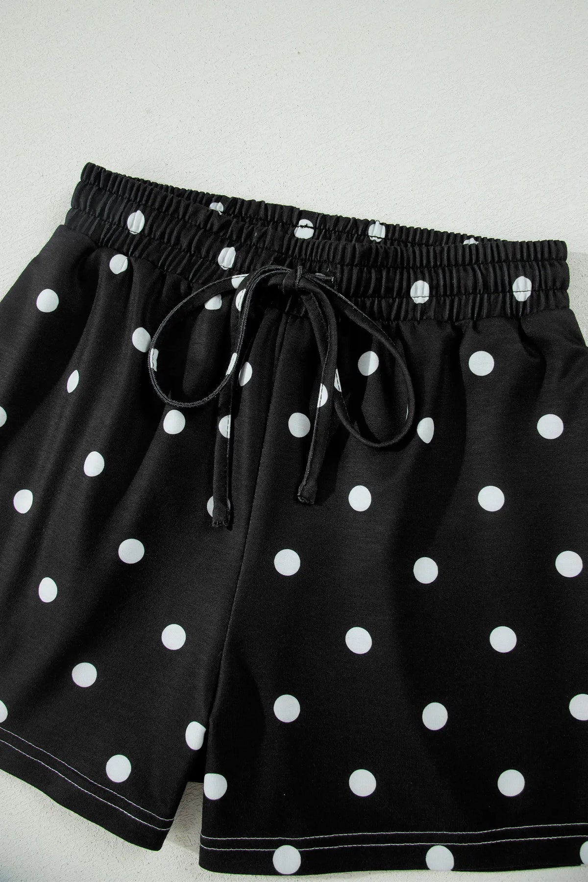 Polka Dot Short Sleeve Loose Top Drawstring Shorts Set – Pink