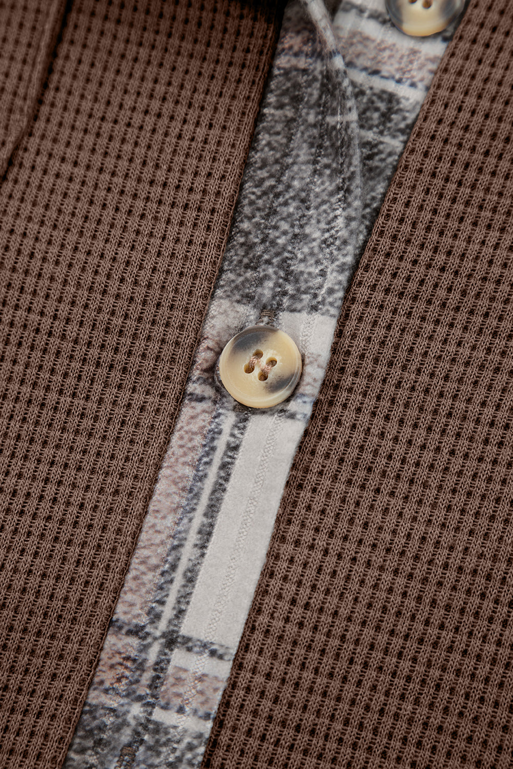 Plaid Patchwork Button Down Drawstring Hooded Shacket - eAura