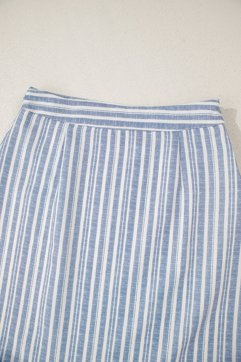 Sky Blue Stripe Buttoned Office Waistcoat Mini Skirt Set eAura