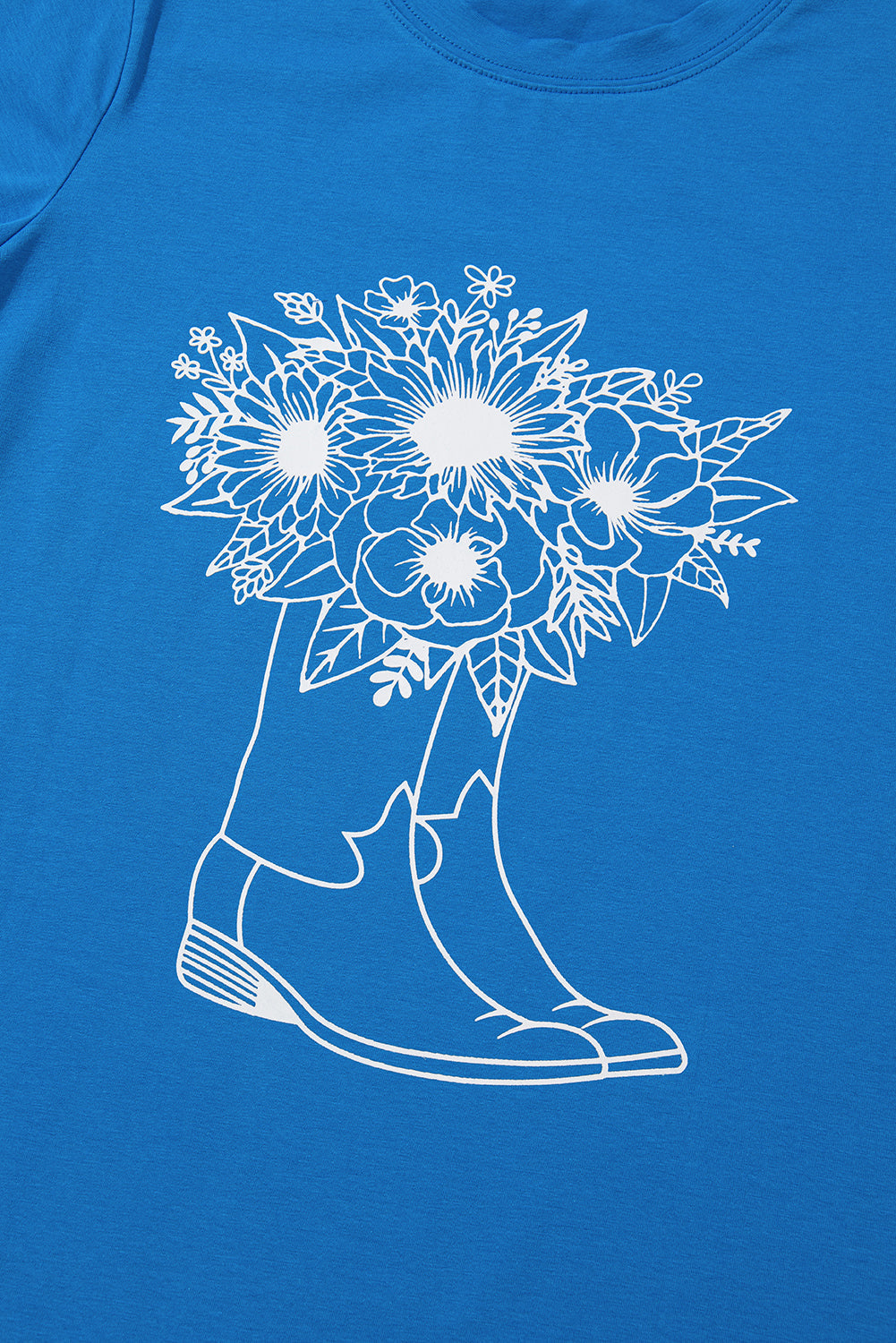 Blue Sunflower Boots Graphic Western Fashion T Shirt eAura