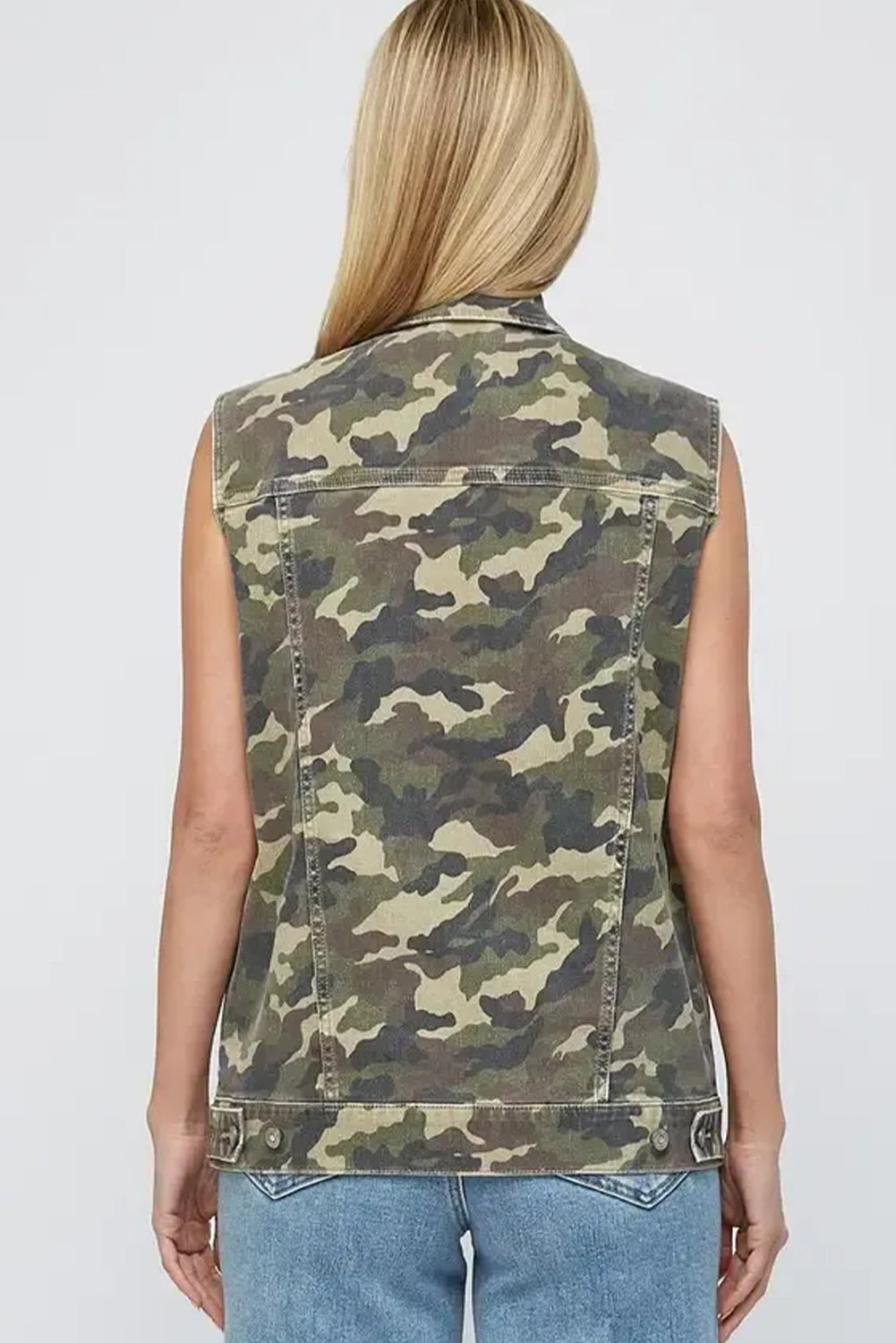 Green Camo Cargo Denim Vest - eAura