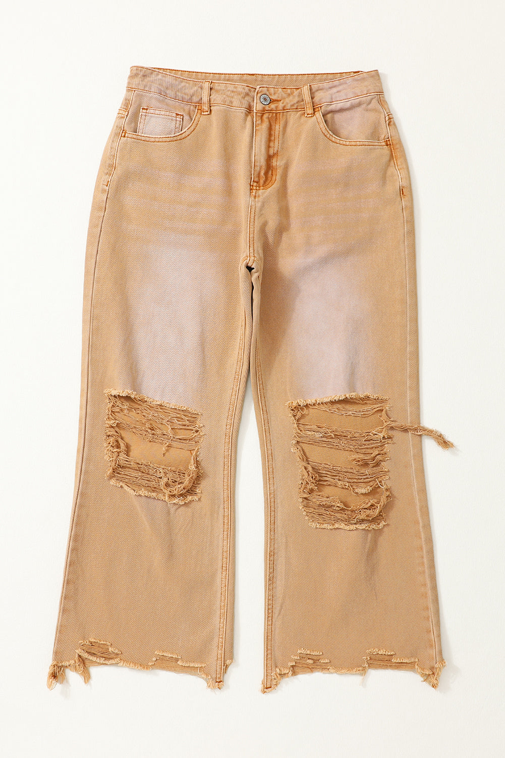 Black Distressed Hollow-out High Waist Cropped Flare Jeans Beagle Boutique Fashion Outlet